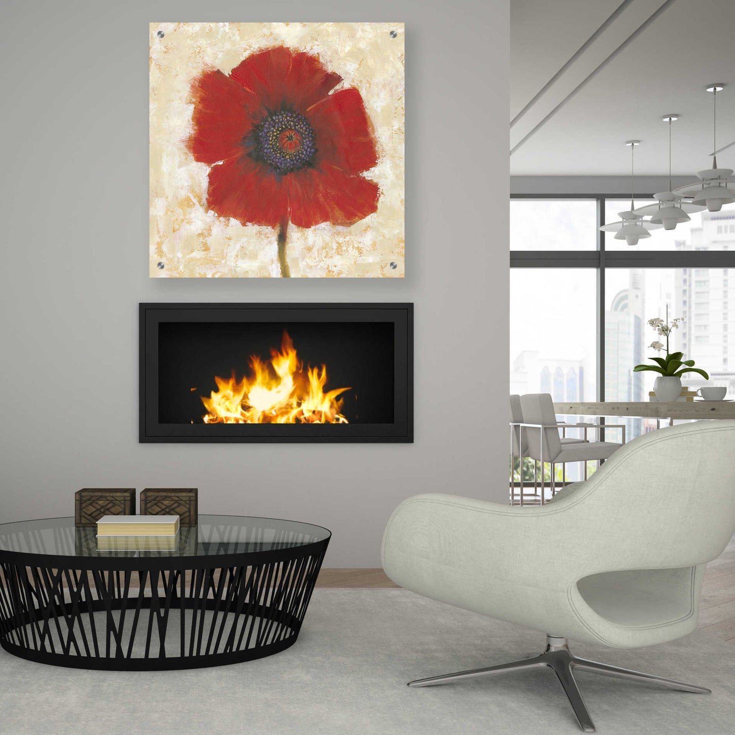 Epic Art 'Red Poppy Portrait II' by Tim O'Toole, Acrylic Glass Wall Art,36x36