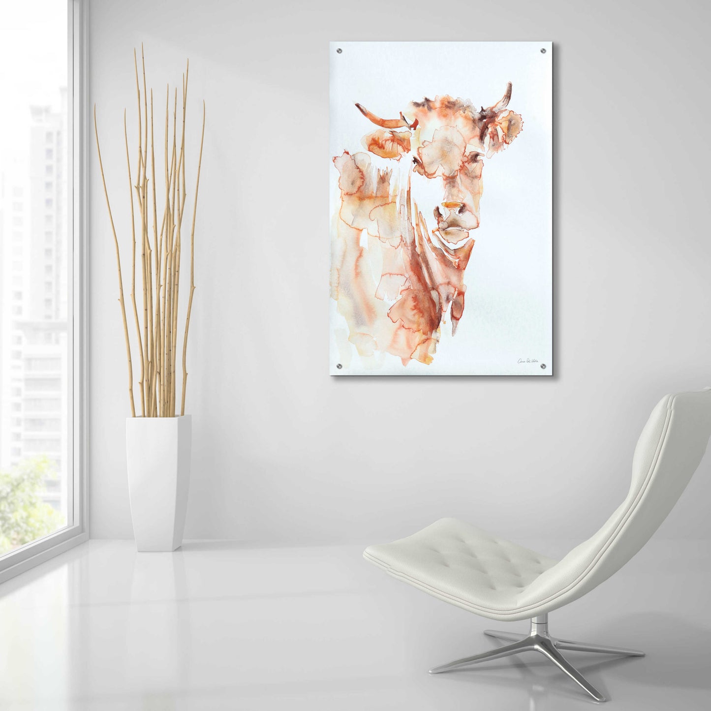 Epic Art 'Village Cow' by Alan Majchrowicz, Acrylic Glass Wall Art,24x36