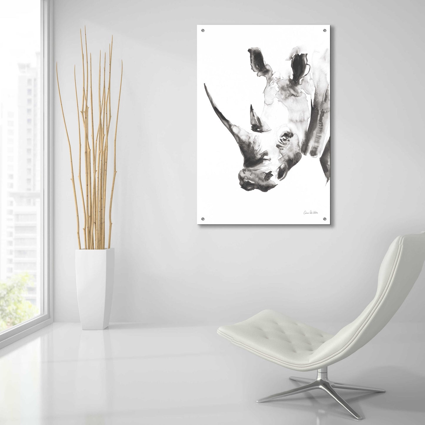 Epic Art 'Rhino Gray' by Alan Majchrowicz, Acrylic Glass Wall Art,24x36