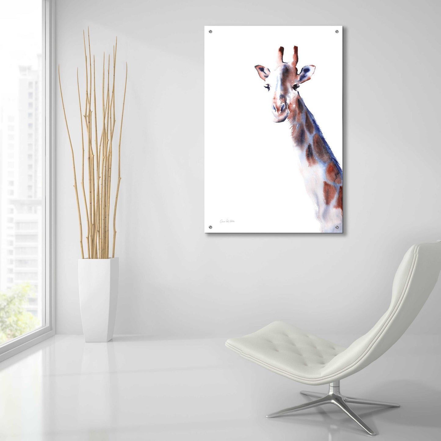 Epic Art 'Copper And Blue Giraffe' by Alan Majchrowicz, Acrylic Glass Wall Art,24x36