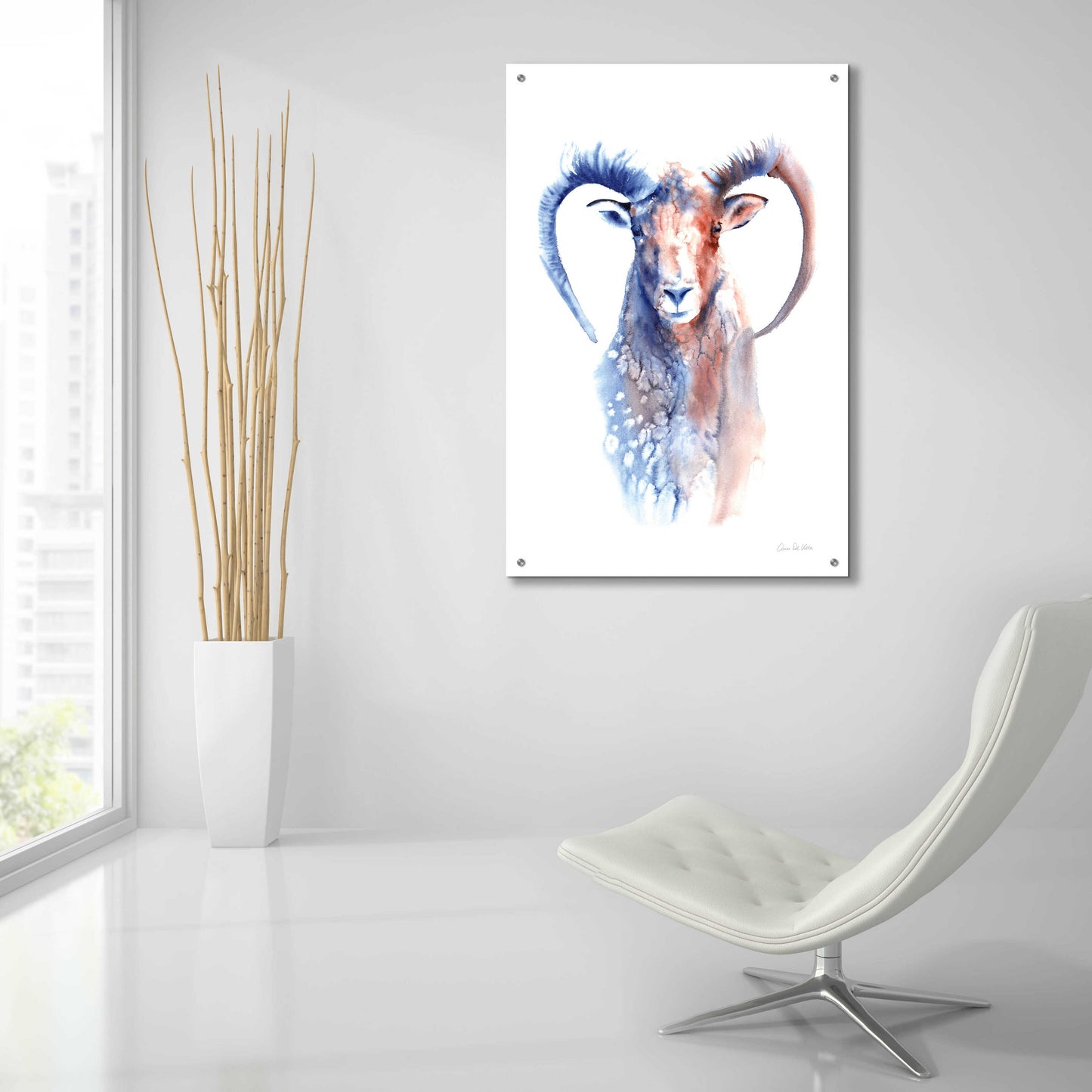 Epic Art 'Copper And Blue Ram' by Alan Majchrowicz, Acrylic Glass Wall Art,24x36