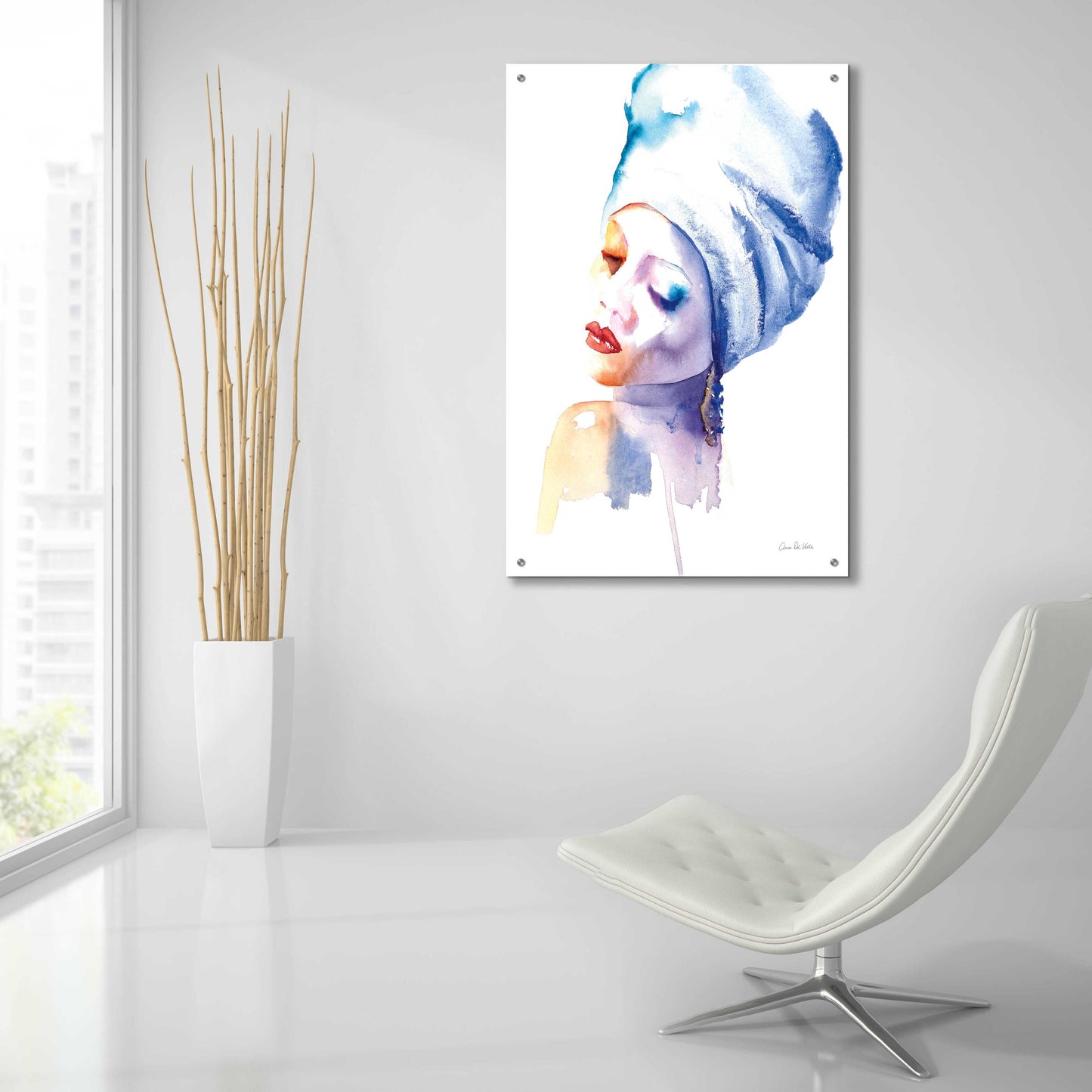 Epic Art 'Woman In Blue' by Alan Majchrowicz, Acrylic Glass Wall Art,24x36