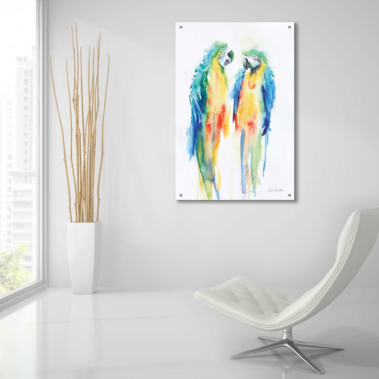 Epic Art 'Colorful Parrots I' by Alan Majchrowicz, Acrylic Glass Wall Art,24x36