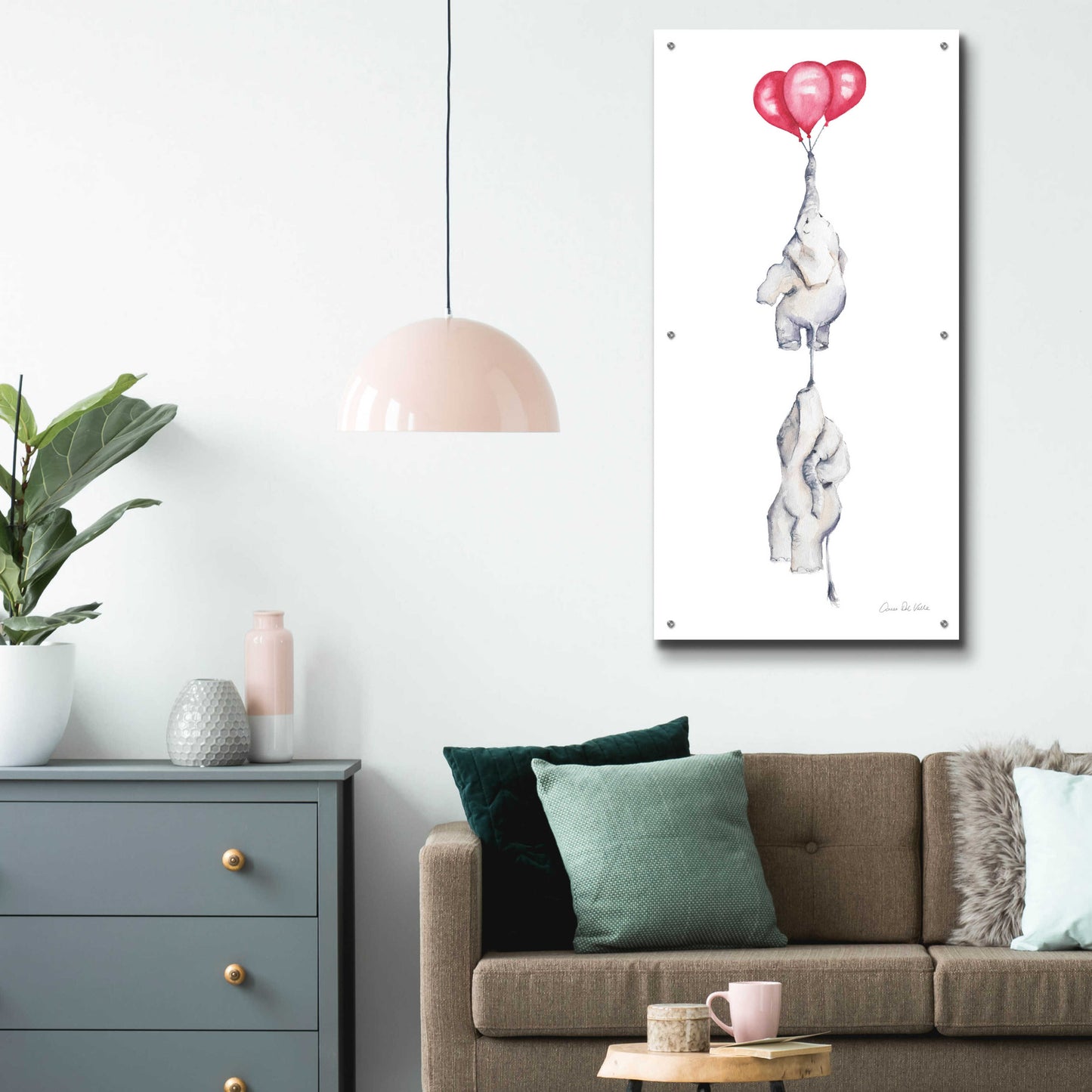 Epic Art 'Baby Elephant Love IV' by Alan Majchrowicz, Acrylic Glass Wall Art,24x48