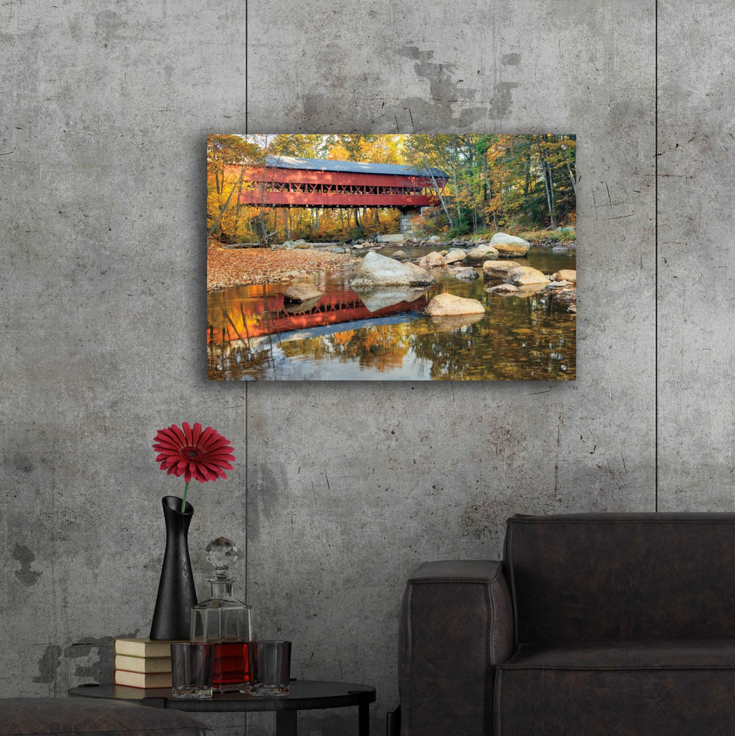 Epic Art 'Swift River Covered Bridge' by Alan Majchrowicz, Acrylic Glass Wall Art,36x24