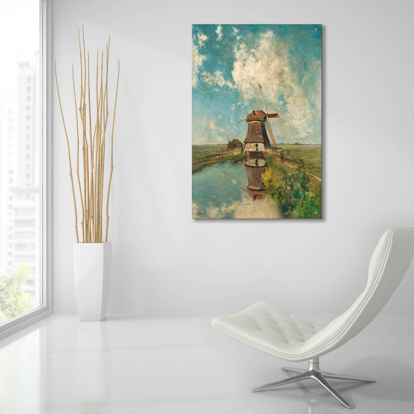 Epic Art 'A Windmill on a Polder Waterway c. 1889' by Gabriel, Acrylic Glass Wall Art,24x36