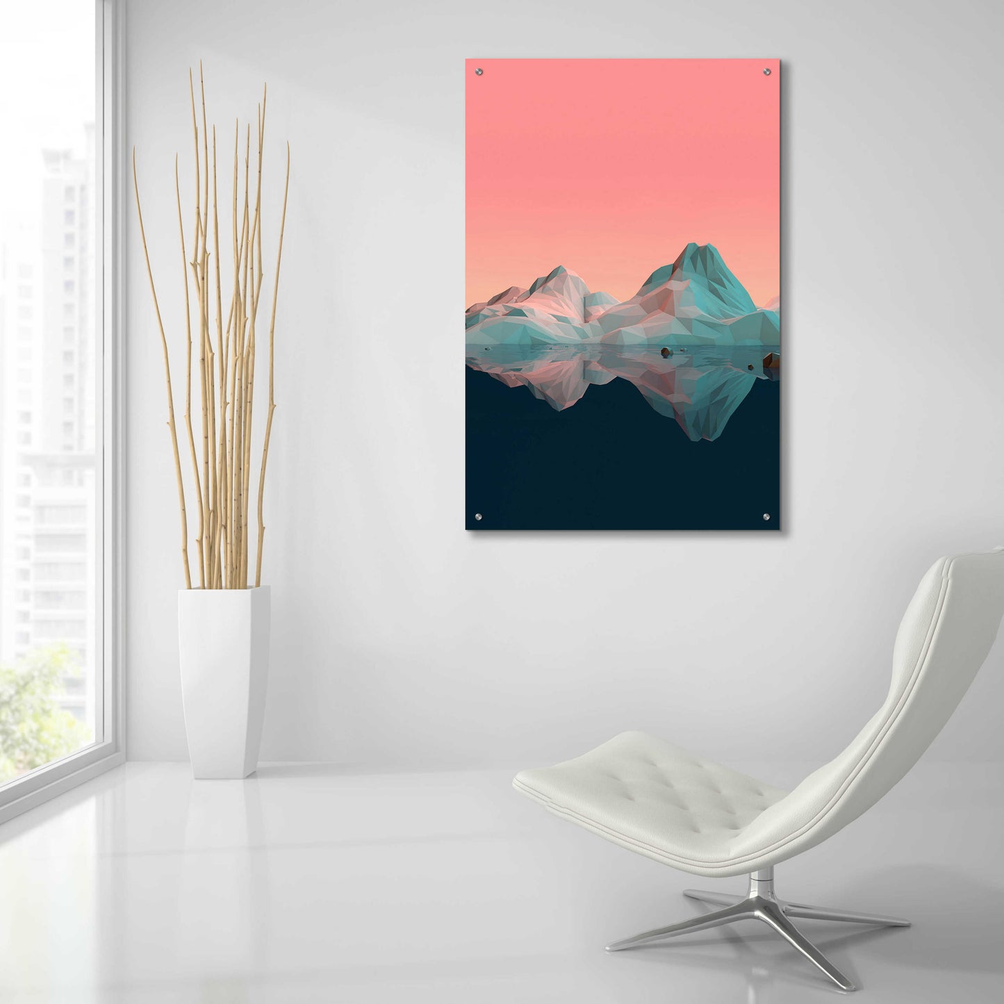 Epic Art 'Low Poly Mountain 7' by GeoMania, Acrylic Glass Wall Art,24x36
