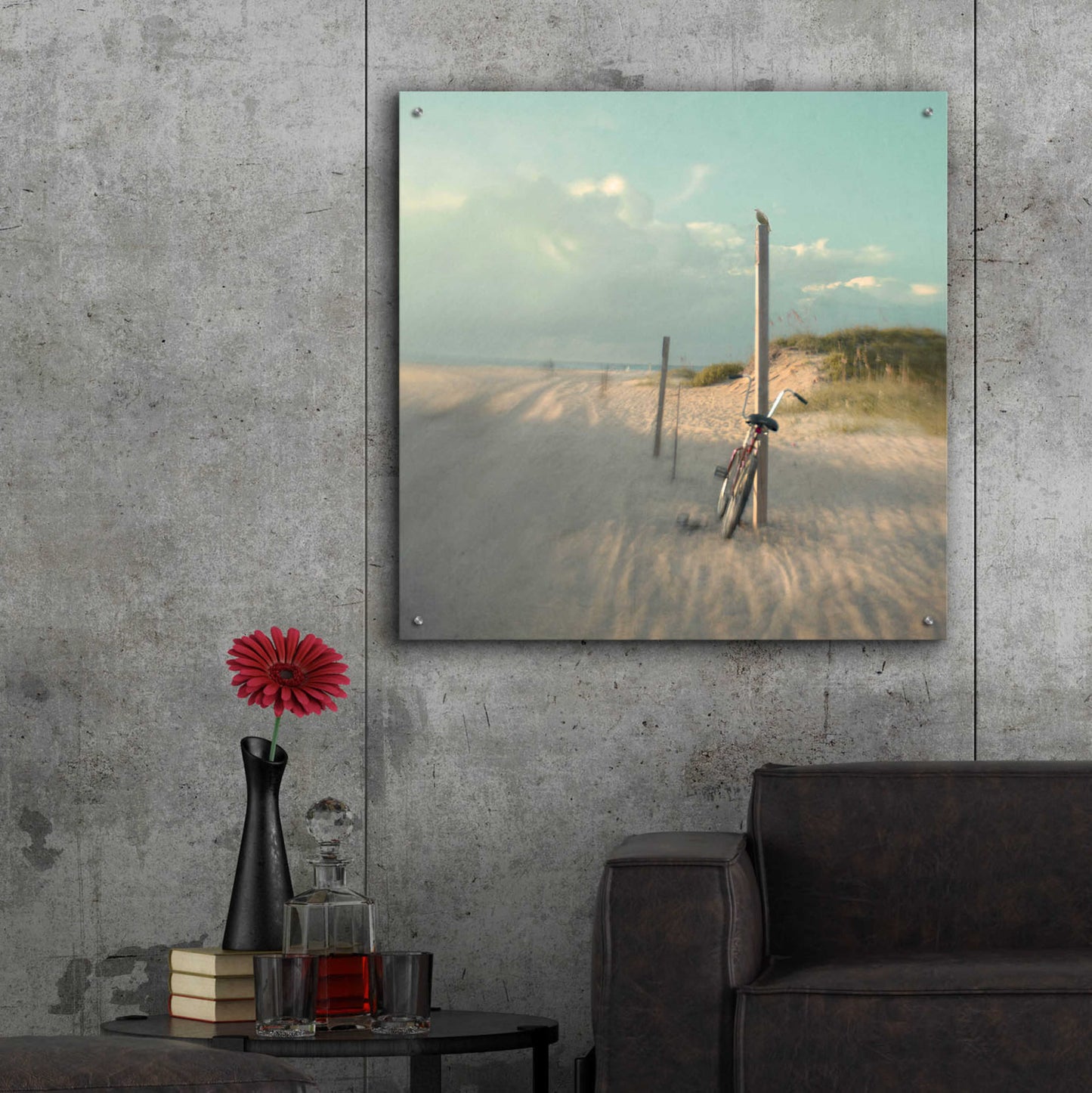 Epic Art 'Biking on Ocracoke' by Dawn D Hanna, Acrylic Glass Wall Art,36x36