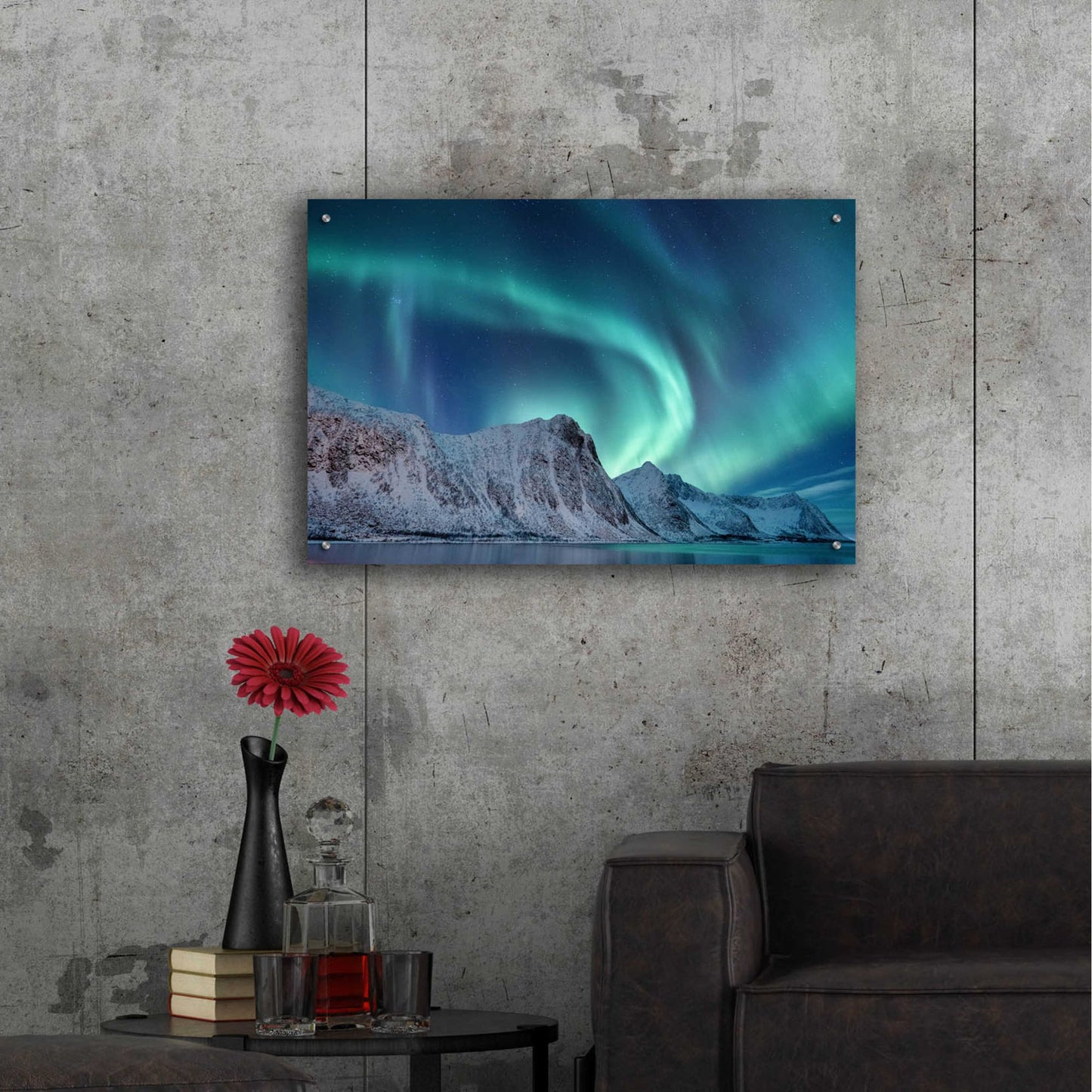Epic Art 'Aurora Borealis In Norway Green' by Epic Portfolio, Acrylic Glass Wall Art,36x24