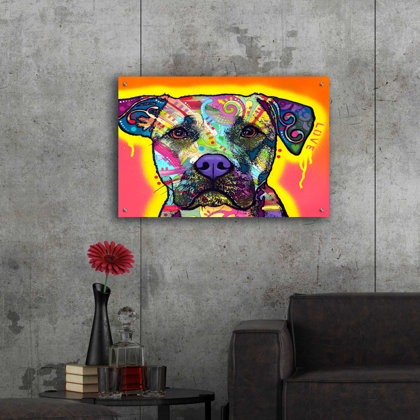 Epic Art 'Drip Love' by Dean Russo, Acrylic Glass Wall Art,36x24