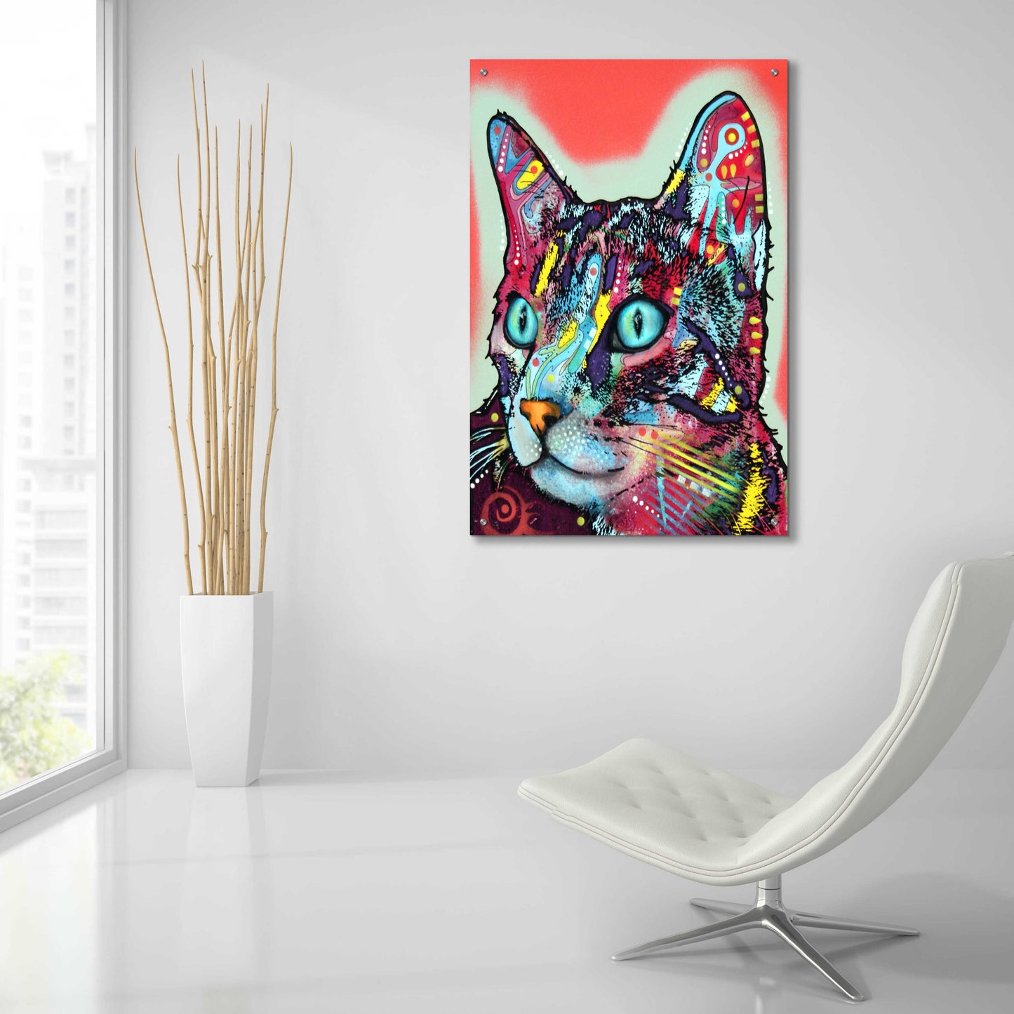 Epic Art 'Curious Cat' by Dean Russo, Acrylic Glass Wall Art,24x36