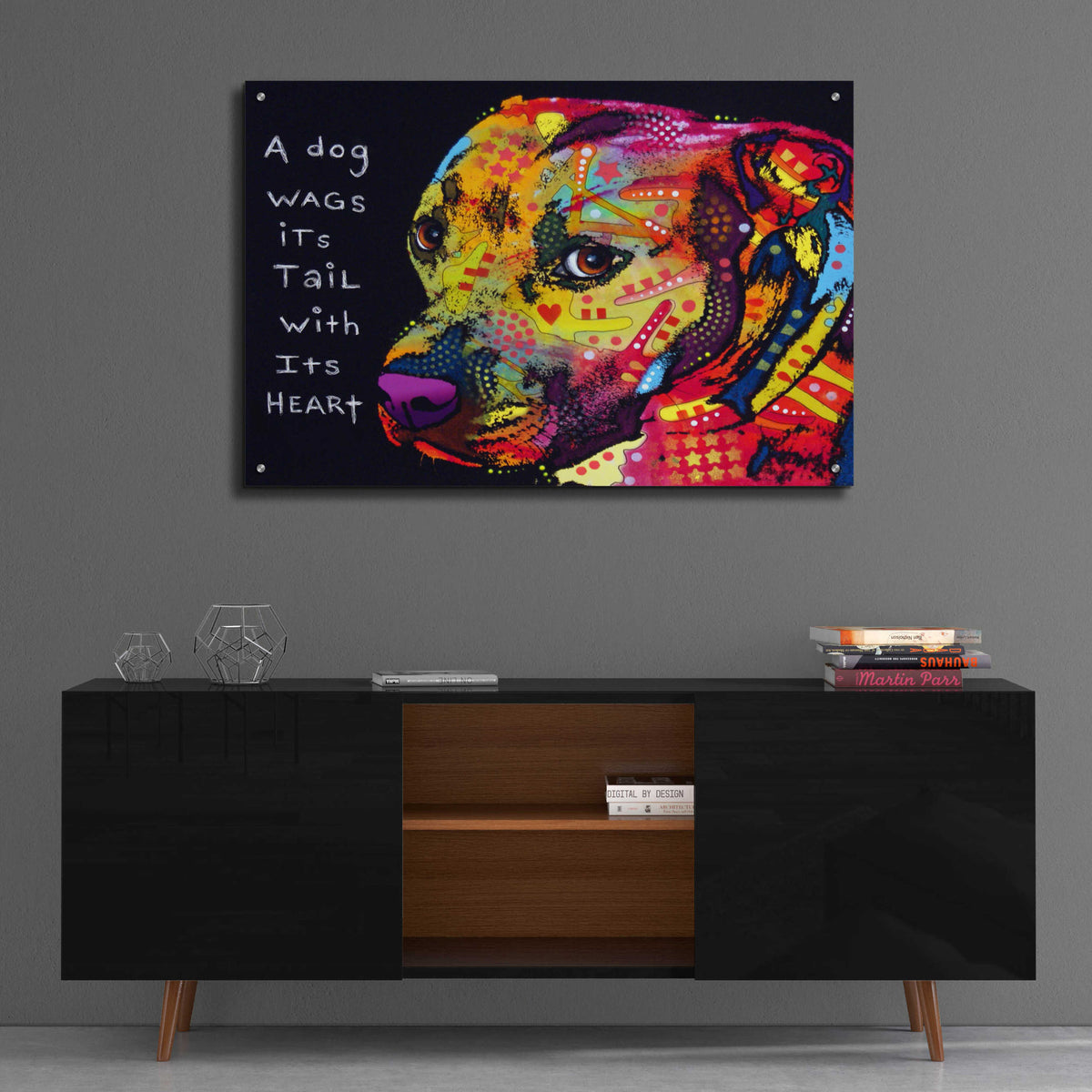 Epic Art 'Gratitude Pitbull' by Dean Russo, Acrylic Glass Wall Art,36x24