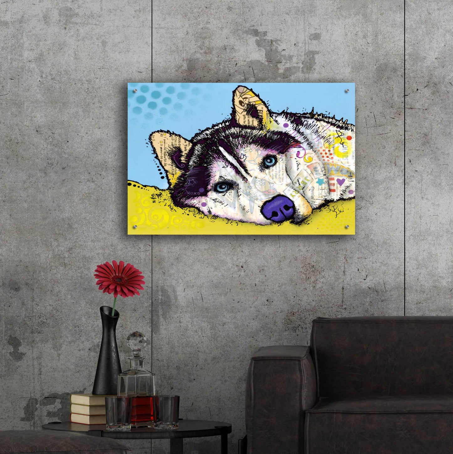 Epic Art 'Siberian Husky 2' by Dean Russo, Acrylic Glass Wall Art,36x24