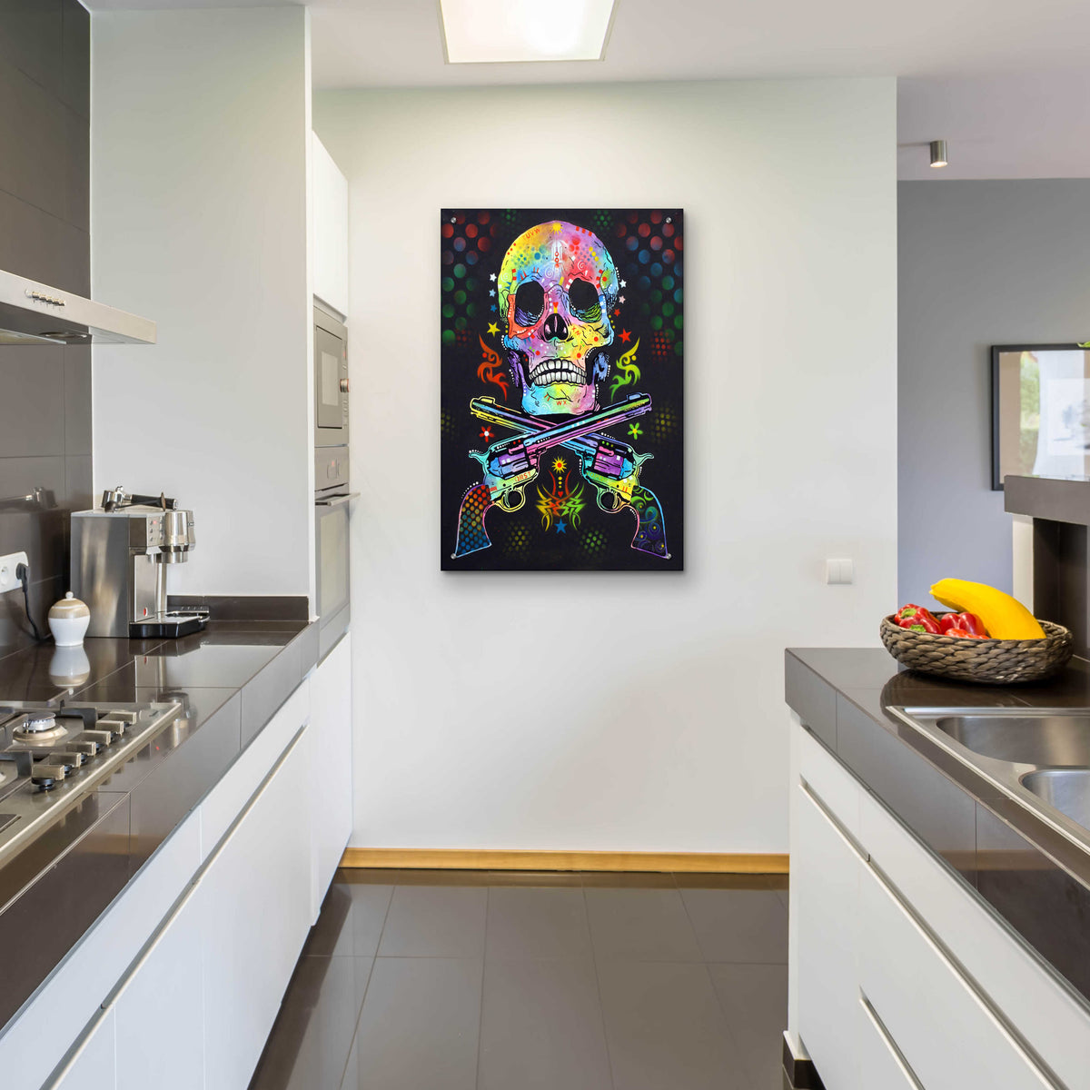 Epic Art 'Skull & Guns' by Dean Russo, Acrylic Glass Wall Art,24x36
