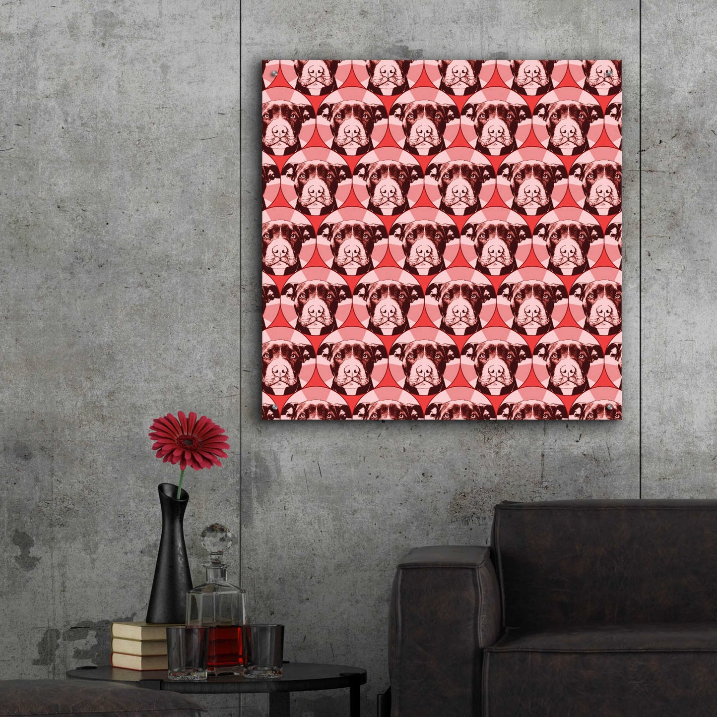 Epic Art 'Love A Bull Pattern 1' by Dean Russo, Acrylic Glass Wall Art,36x36