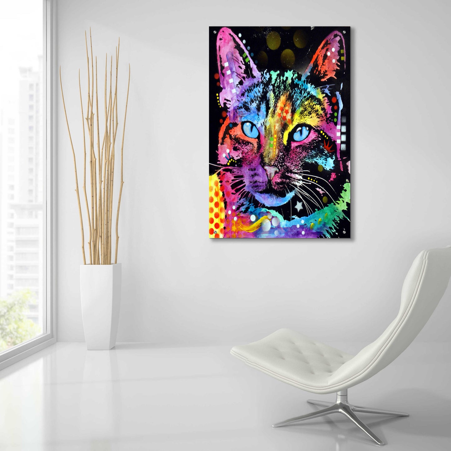 Epic Art 'Thoughtful Cat' by Dean Russo, Acrylic Glass Wall Art,24x36
