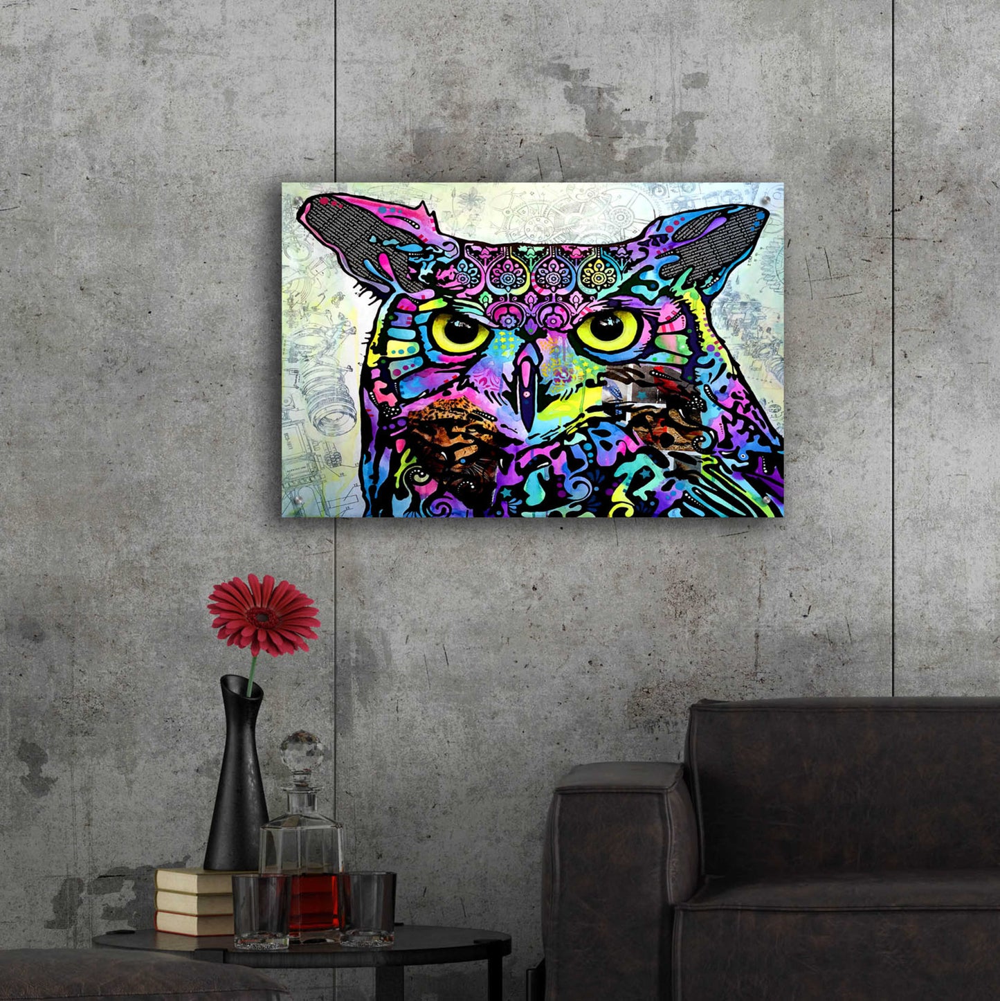 Epic Art 'The Owl' by Dean Russo, Acrylic Glass Wall Art,36x24