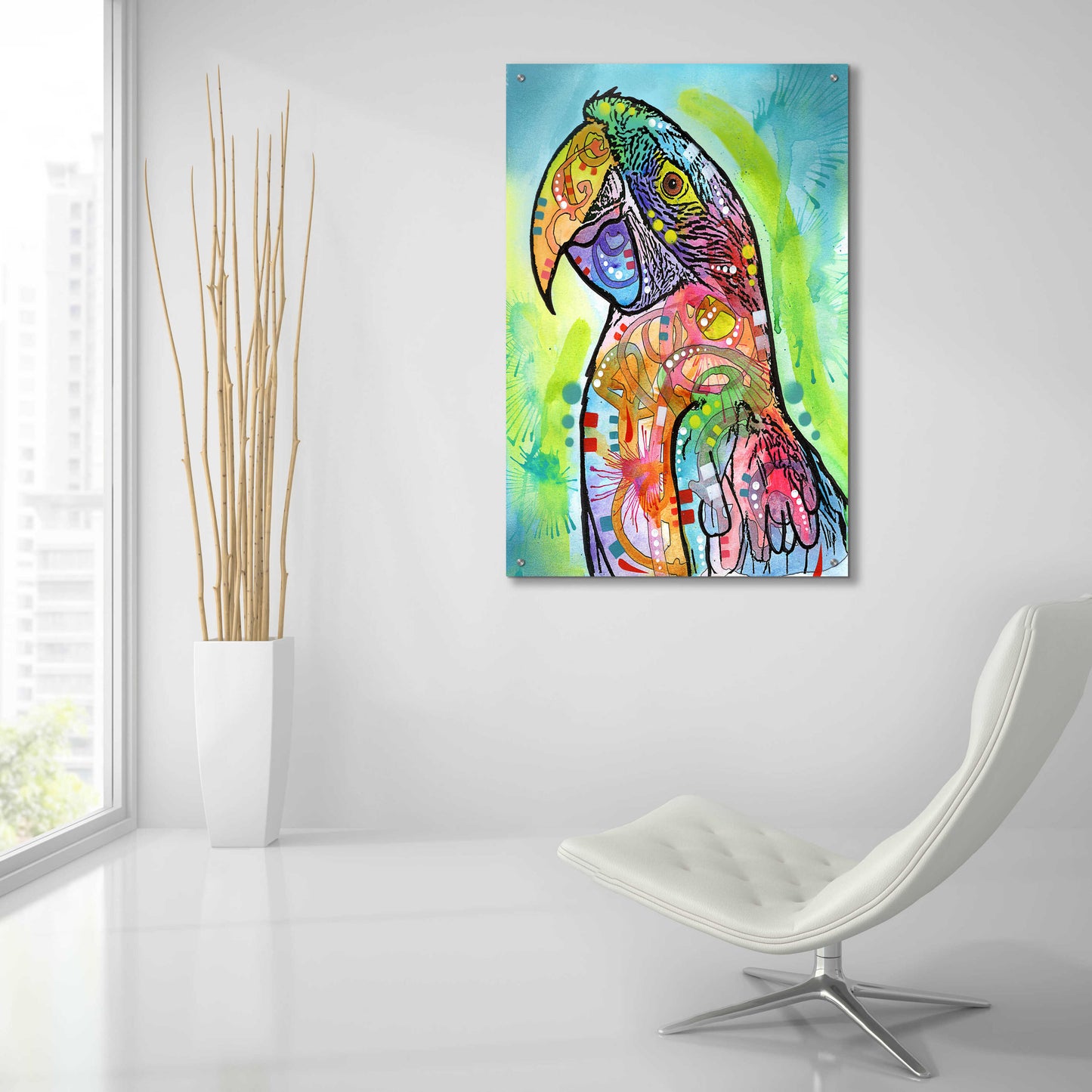 Epic Art 'Macaw' by Dean Russo, Acrylic Glass Wall Art,24x36