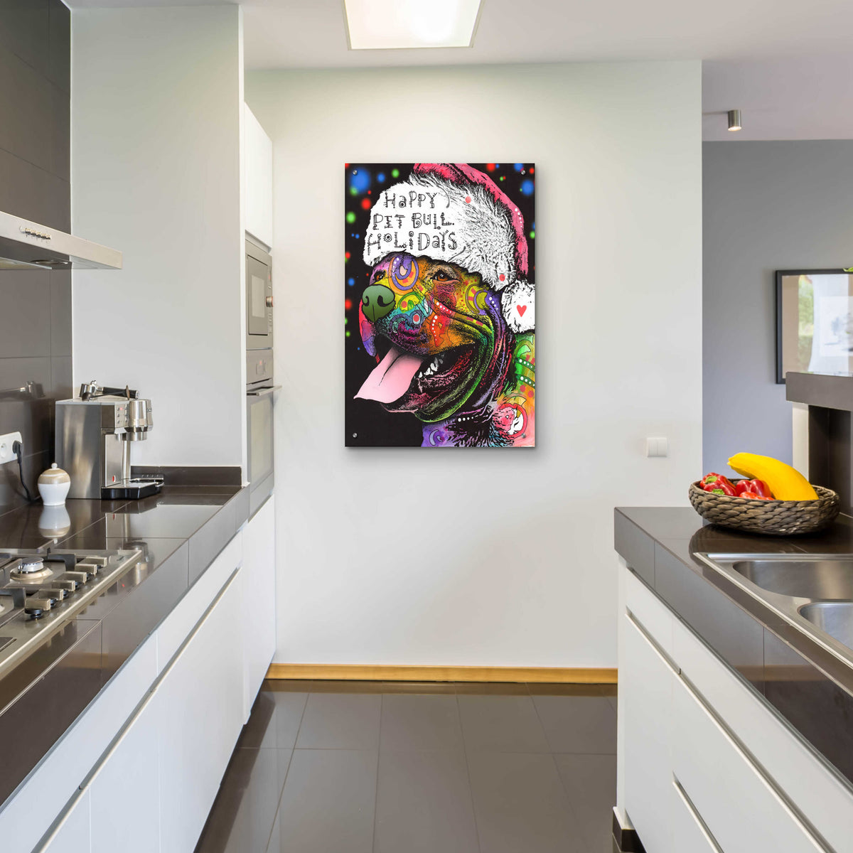 Epic Art 'Christmas Pitbull' by Dean Russo, Acrylic Glass Wall Art,24x36