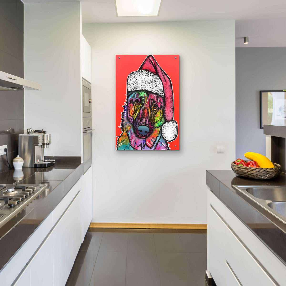 Epic Art 'Christmas Dog' by Dean Russo, Acrylic Glass Wall Art,24x36