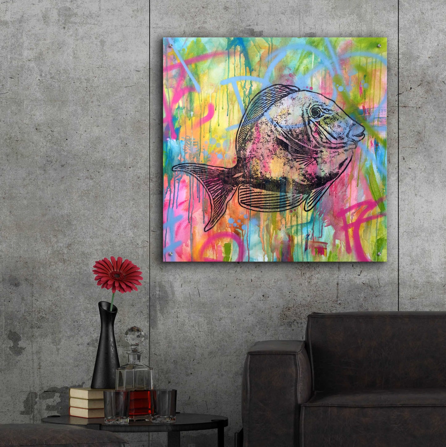 Epic Art 'Fishy Spray' by Dean Russo, Acrylic Glass Wall Art,36x36