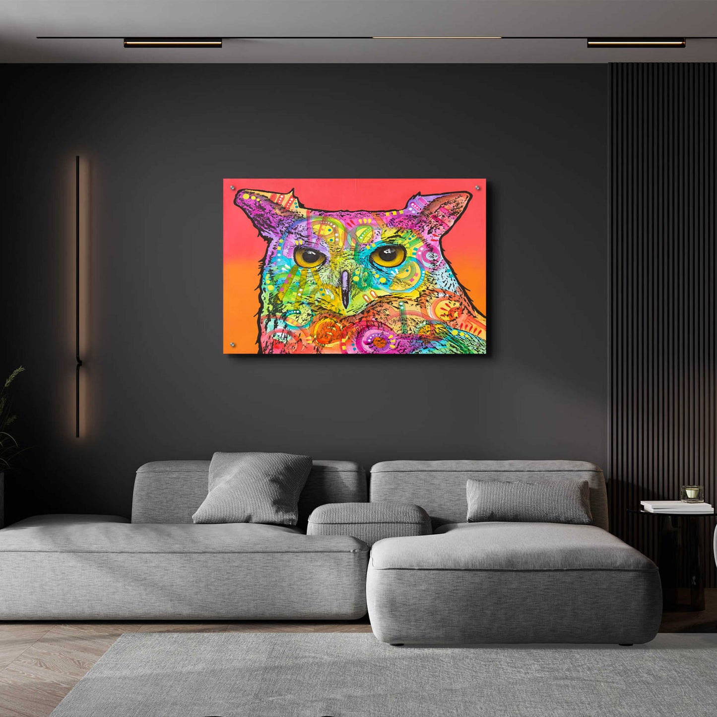 Epic Art 'Red Owl' by Dean Russo, Acrylic Glass Wall Art,36x24