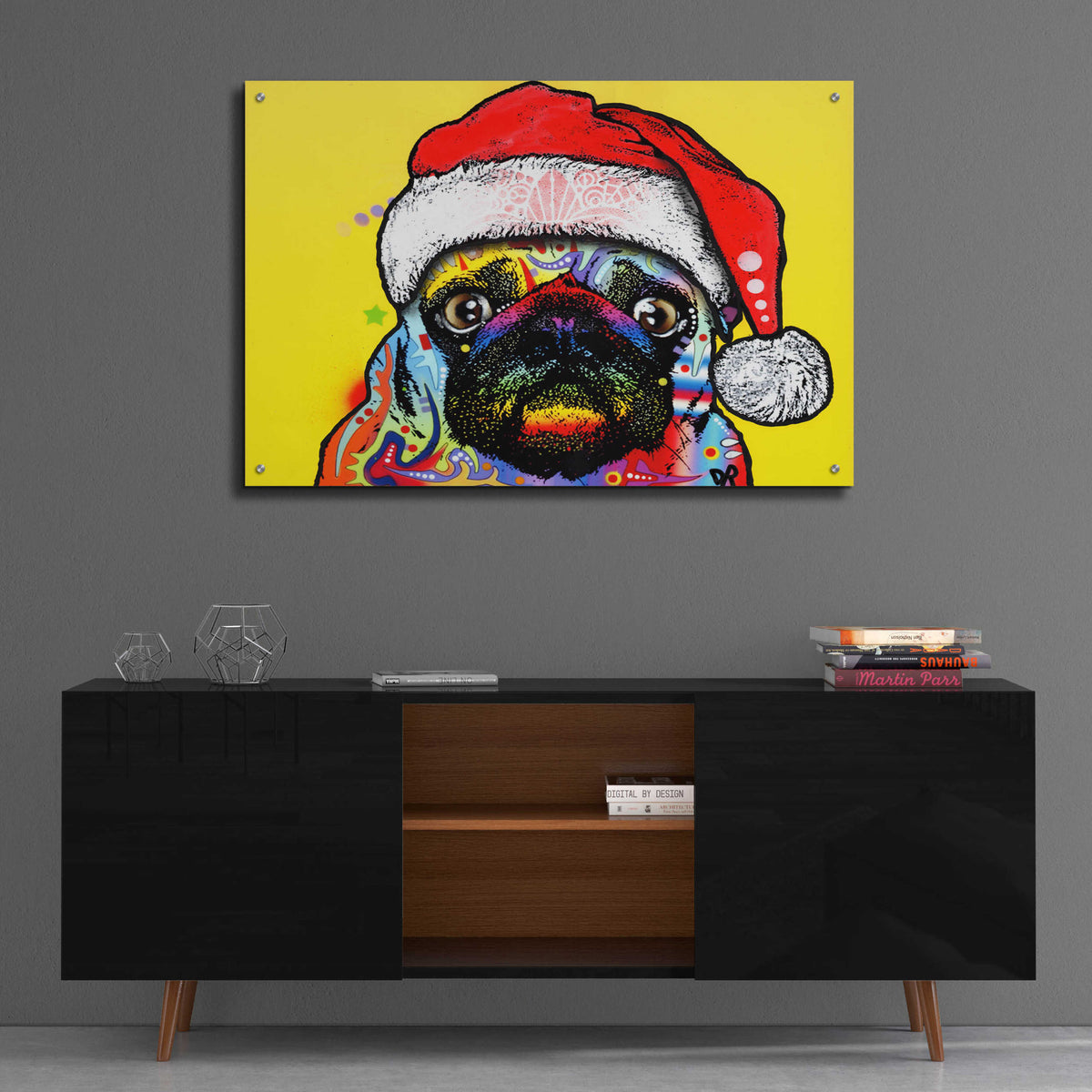 Epic Art 'Pug Christmas Edition' by Dean Russo, Acrylic Glass Wall Art,36x24