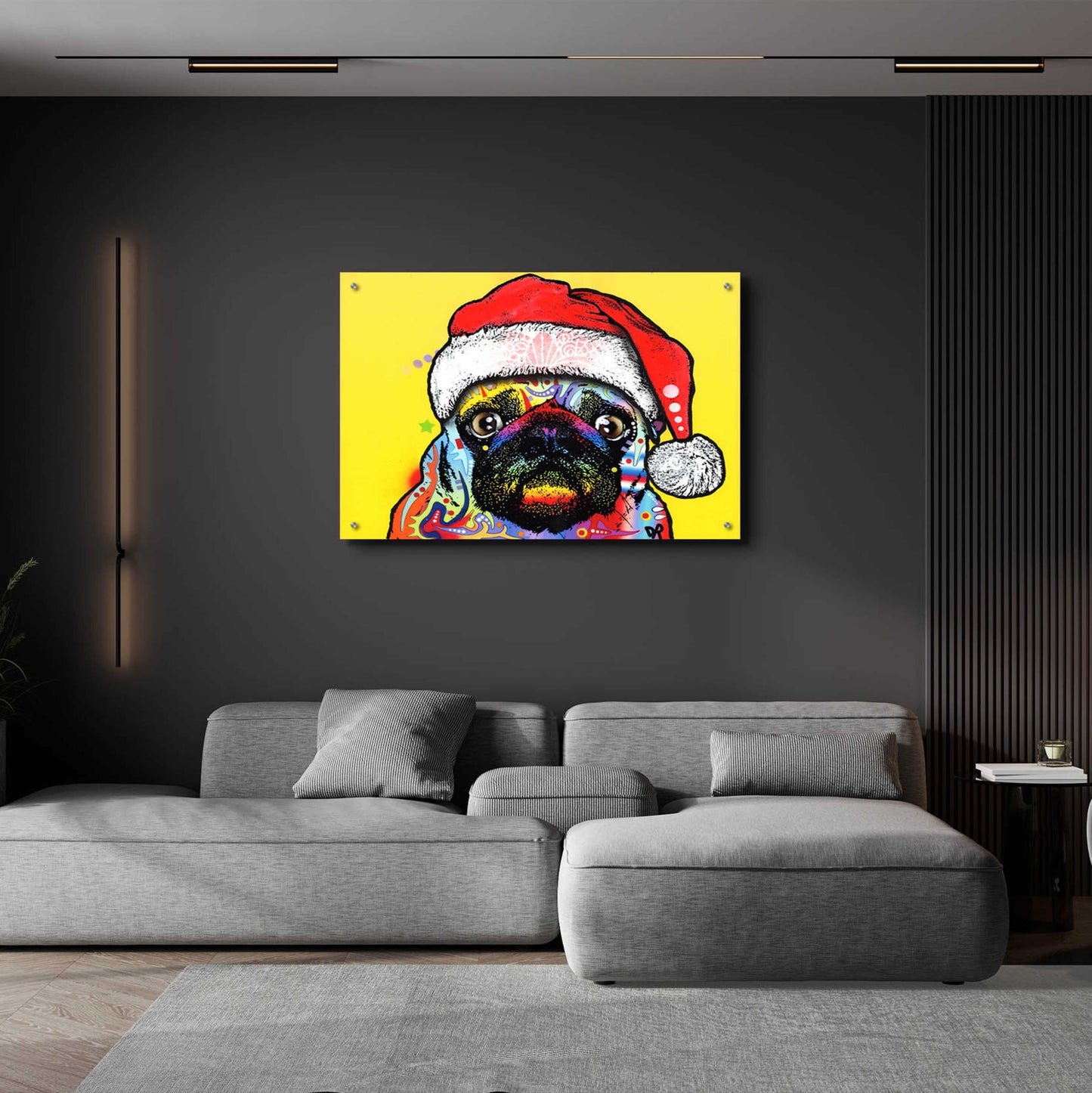 Epic Art 'Pug Christmas Edition' by Dean Russo, Acrylic Glass Wall Art,36x24