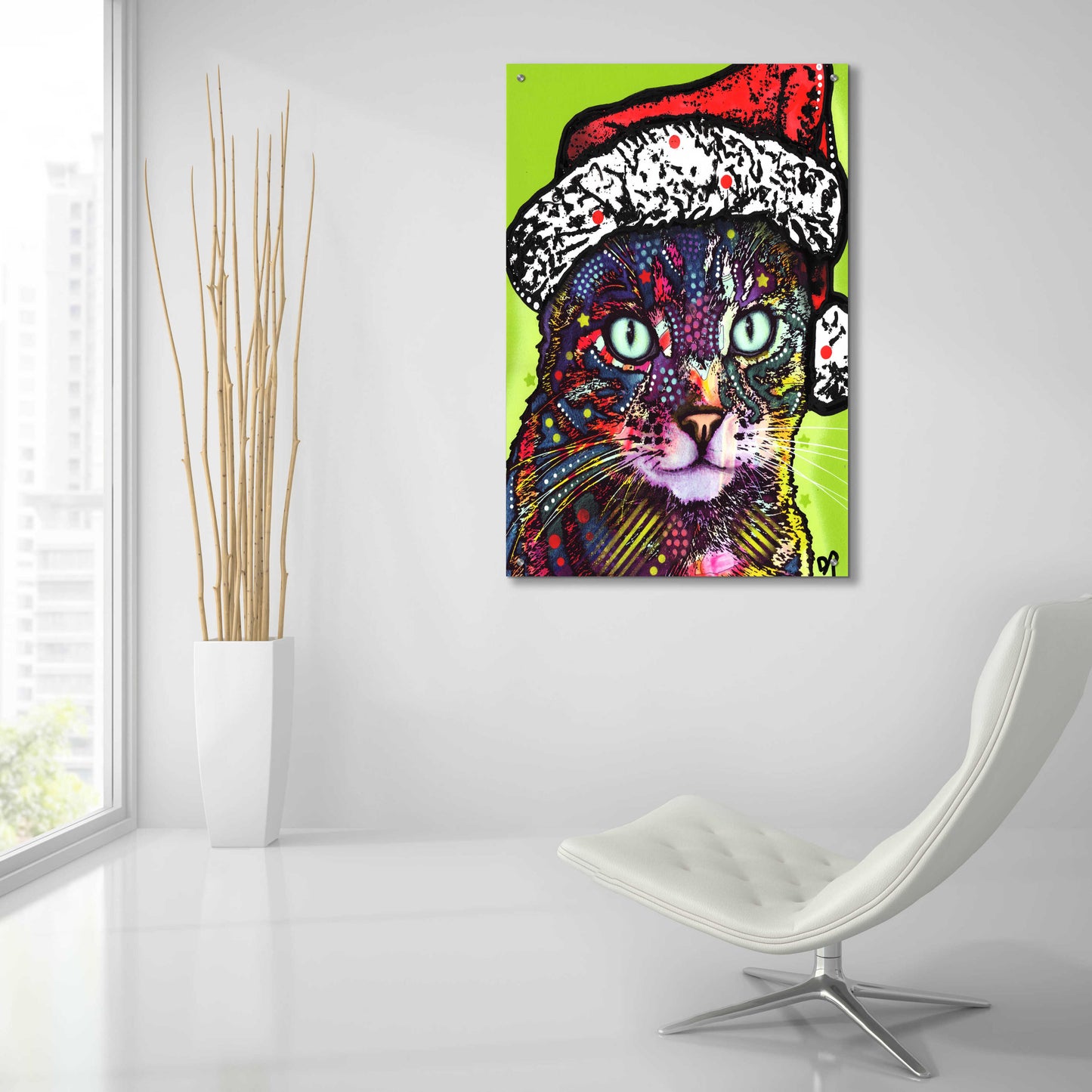 Epic Art 'Watchful Cat Christmas Edition' by Dean Russo, Acrylic Glass Wall Art,24x36