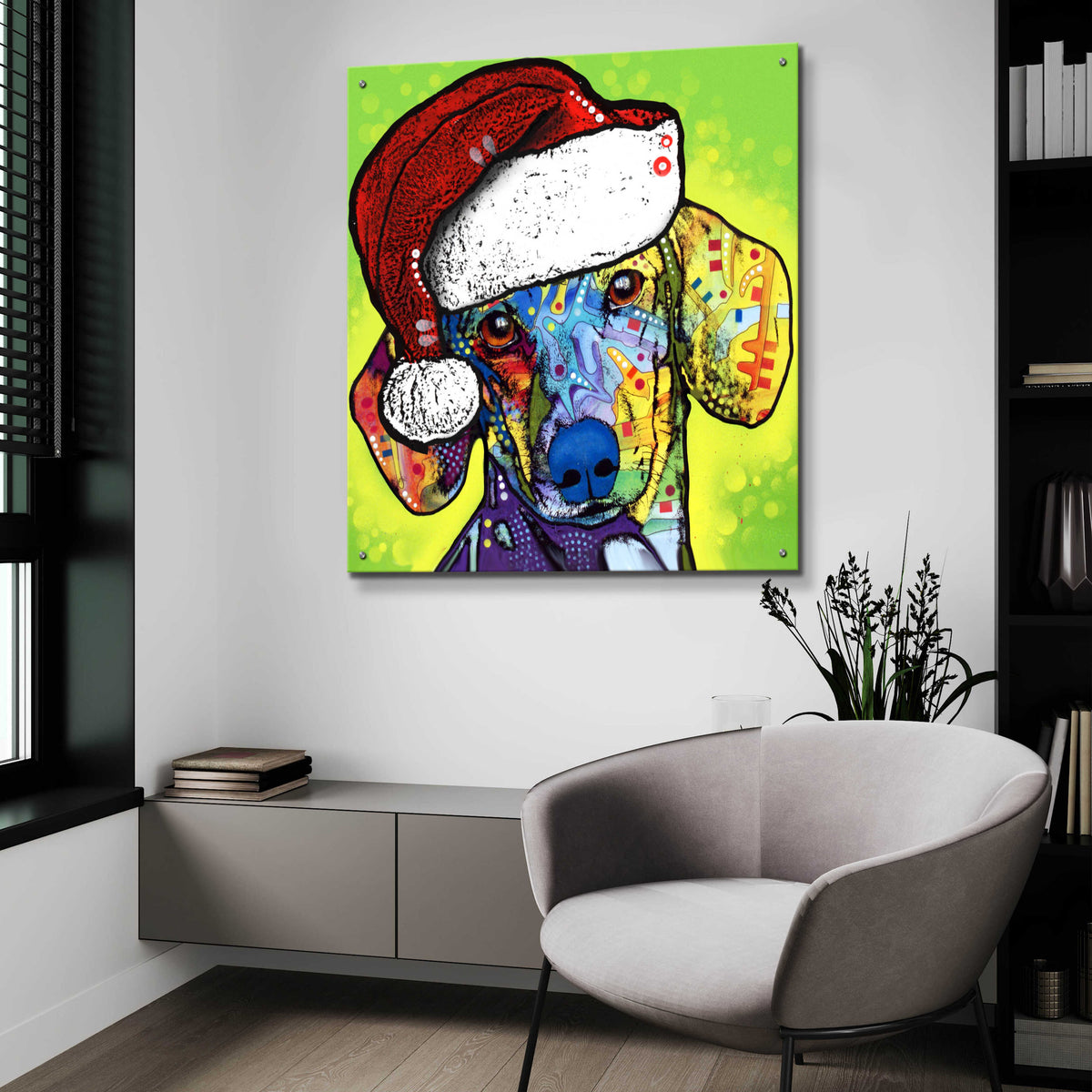 Epic Art 'Dachshund Christmas' by Dean Russo, Acrylic Glass Wall Art,36x36