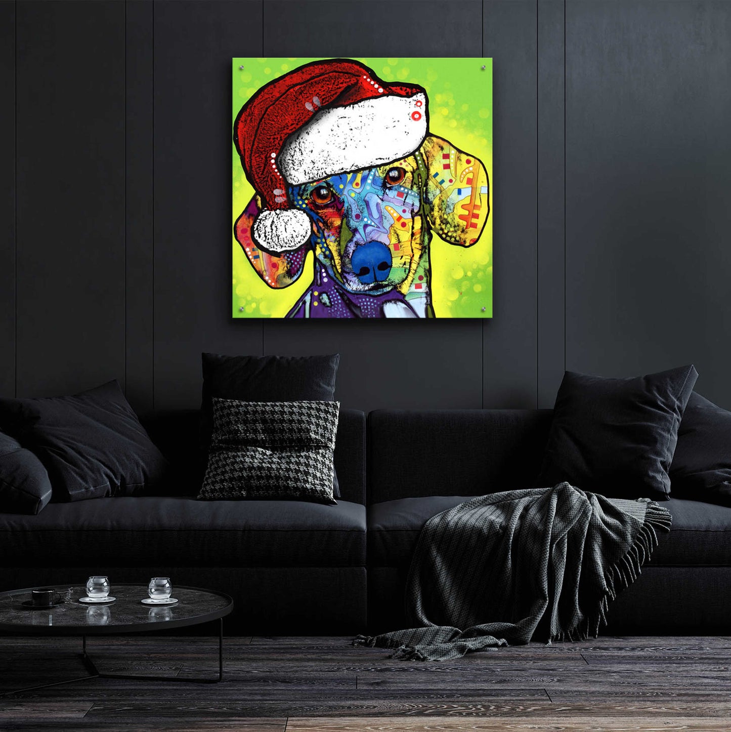 Epic Art 'Dachshund Christmas' by Dean Russo, Acrylic Glass Wall Art,36x36