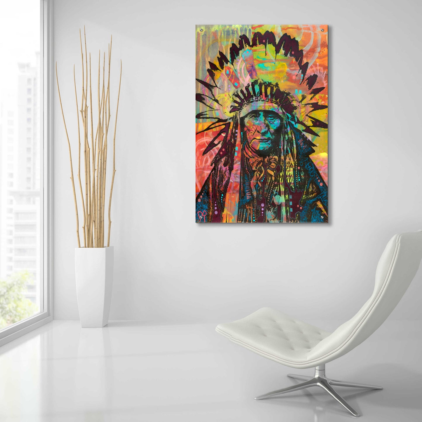 Epic Art 'Native American II' by Dean Russo, Acrylic Glass Wall Art,24x36