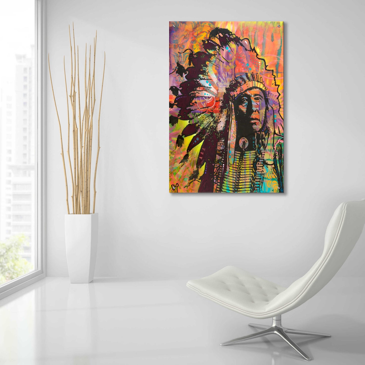 Epic Art 'Native American III' by Dean Russo, Acrylic Glass Wall Art,24x36