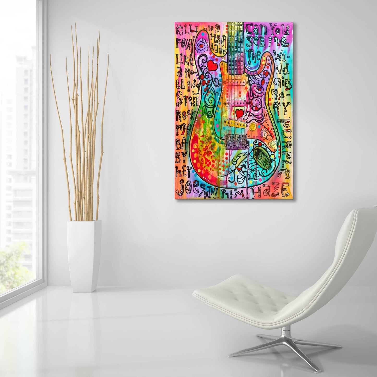 Epic Art 'Jimmies Guitar' by Dean Russo, Acrylic Glass Wall Art,24x36