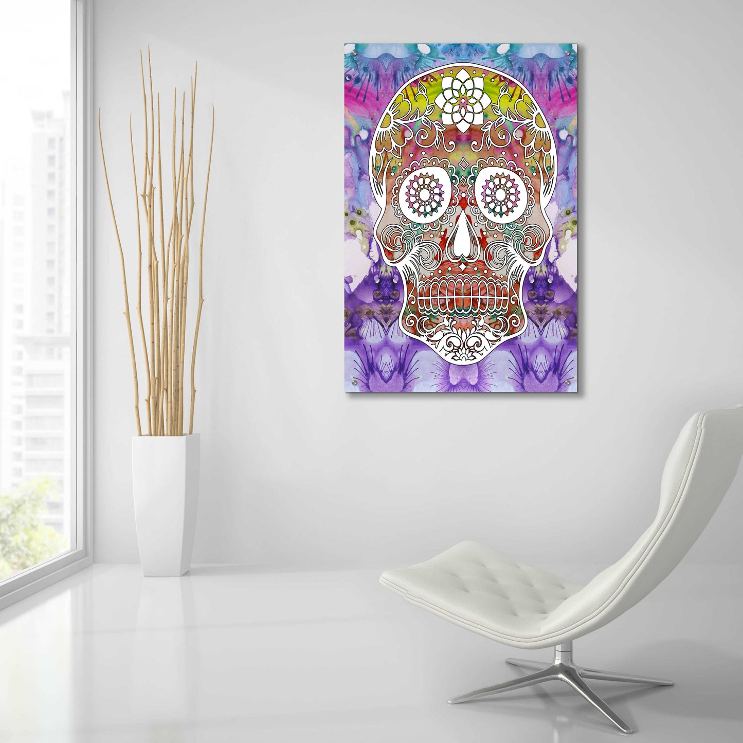 Epic Art 'Sugar Skull' by Dean Russo, Acrylic Glass Wall Art,24x36