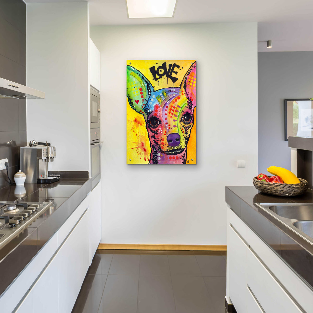 Epic Art 'Chihuahua Drip Love' by Dean Russo, Acrylic Glass Wall Art,24x36