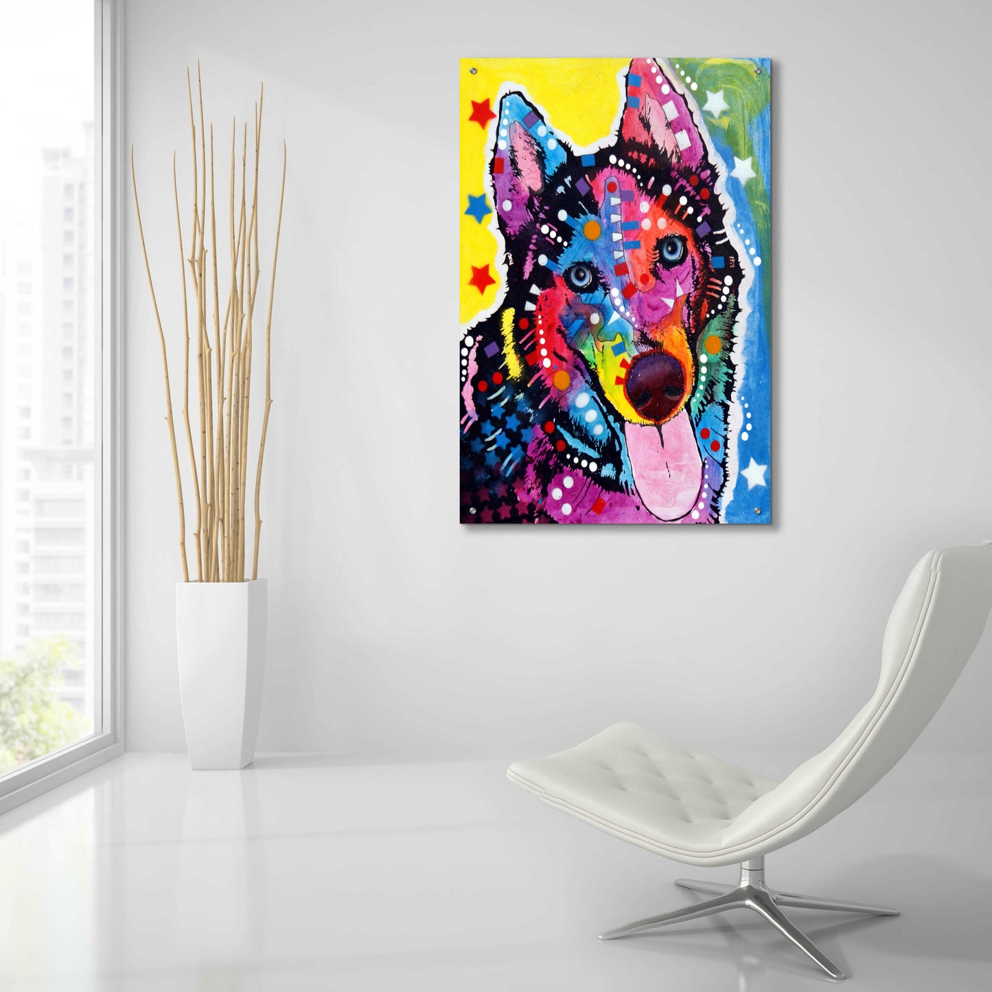 Epic Art 'Husky ' by Dean Russo, Acrylic Glass Wall Art,24x36