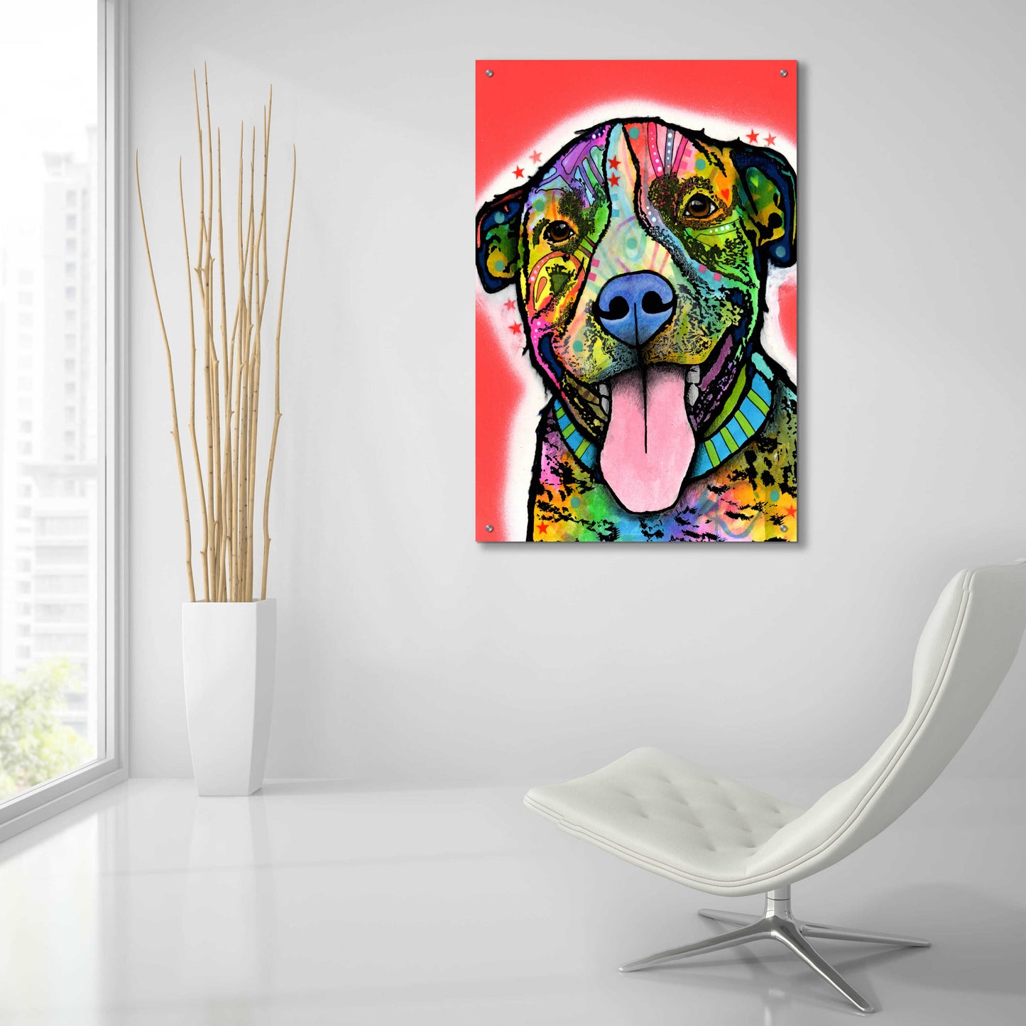 Epic Art 'Smiling Pit Bull zoey' by Dean Russo, Acrylic Glass Wall Art,24x36