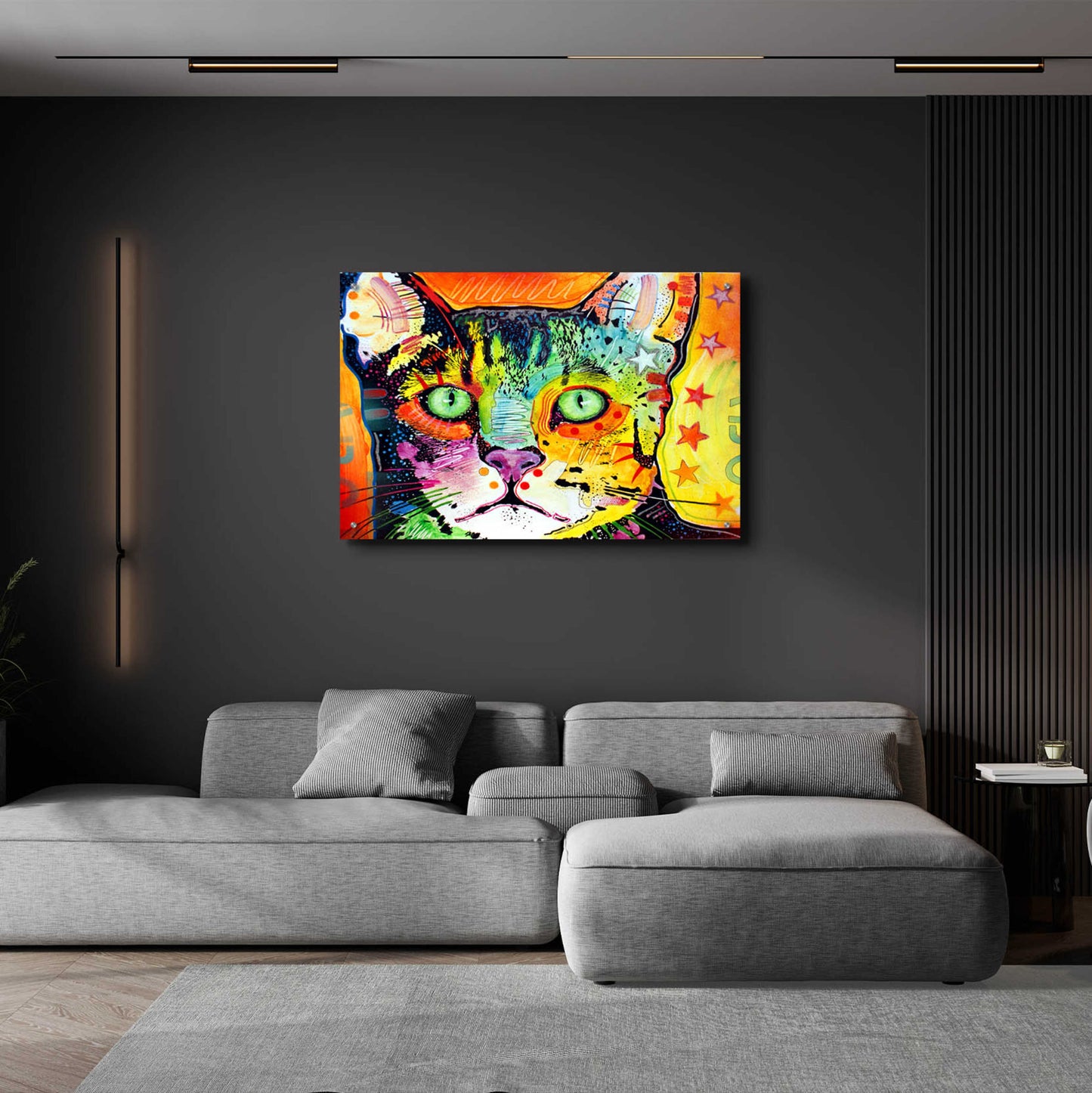 Epic Art 'Straight Cat' by Dean Russo, Acrylic Glass Wall Art,36x24