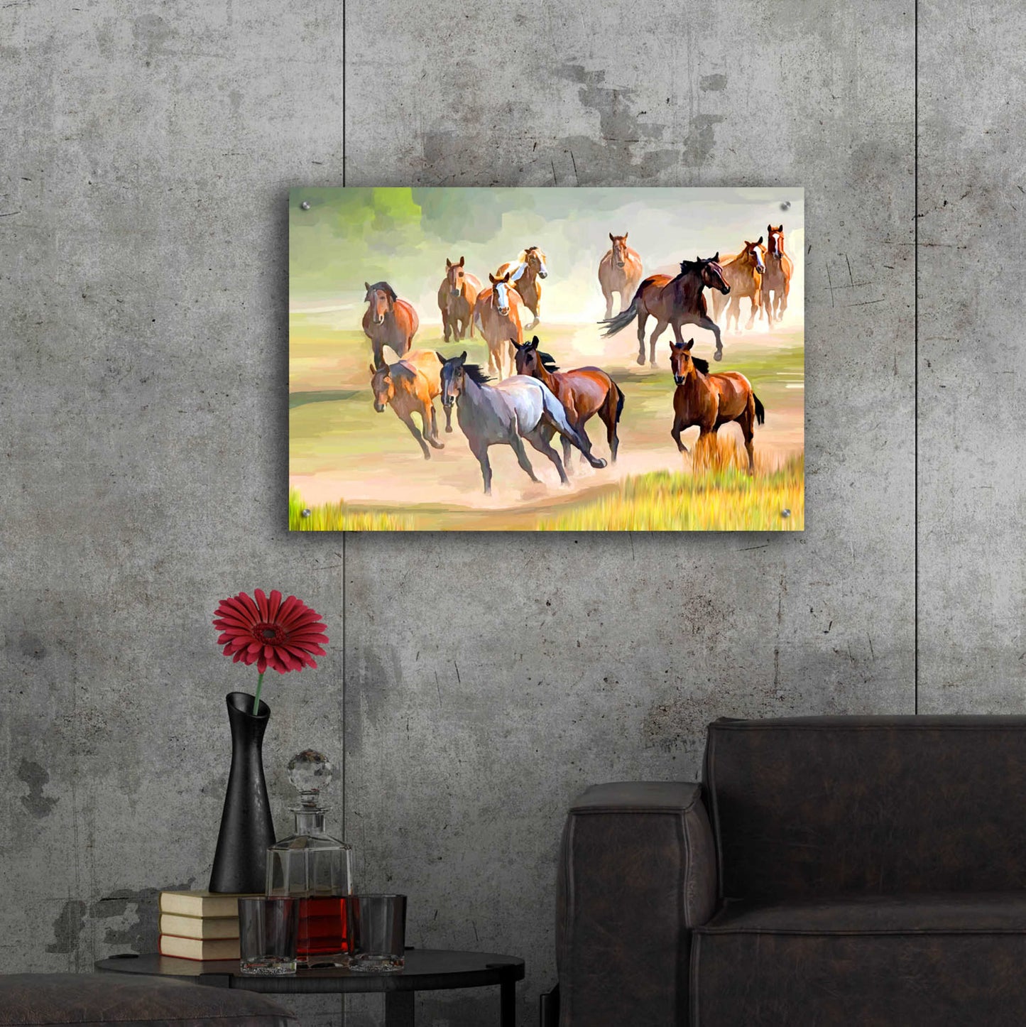 Epic Art 'Wild Horses Running' by Ata Alishahi, Acrylic Glass Wall Art,36x24