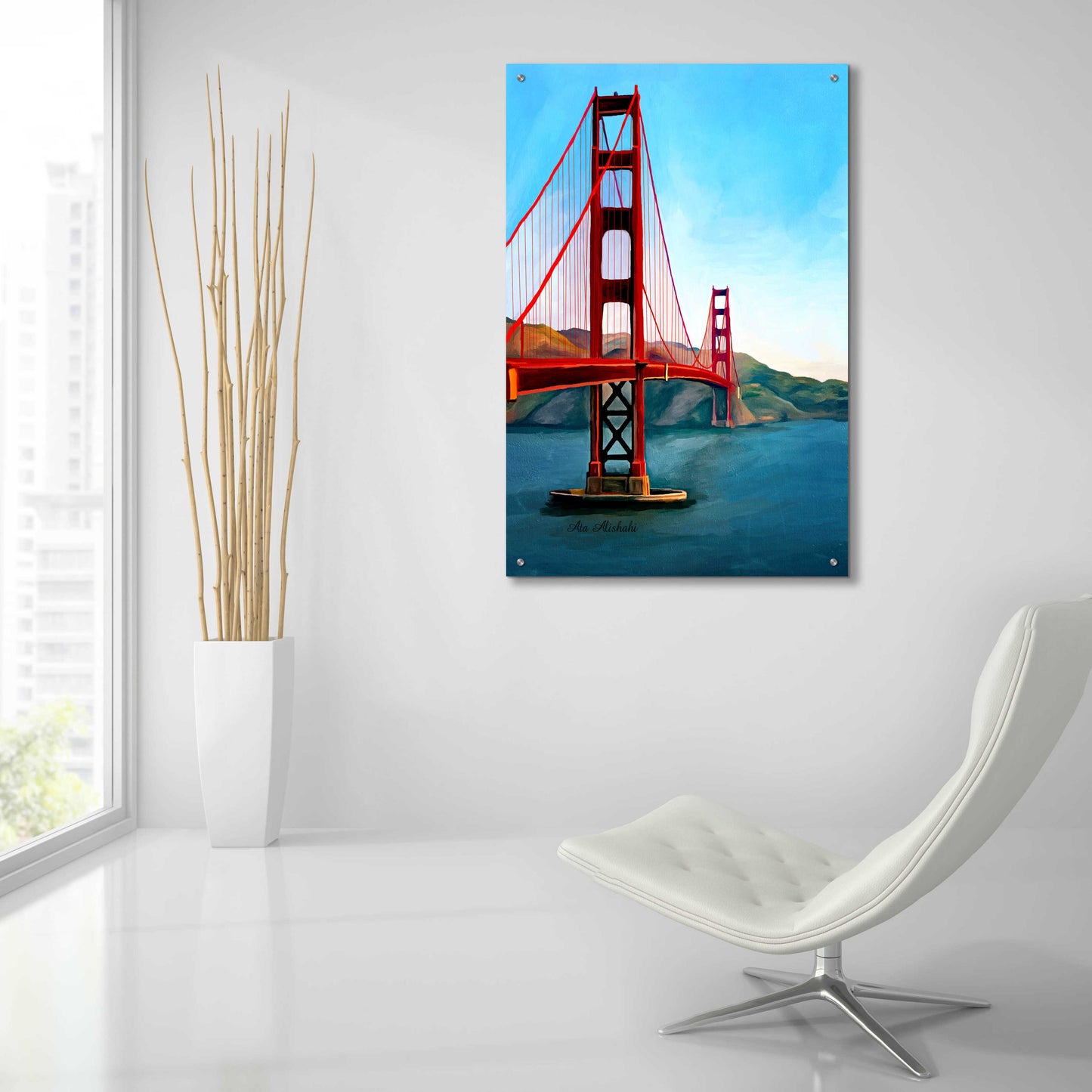 Epic Art 'Golden Gate Bridge' by Ata Alishahi, Acrylic Glass Wall Art,24x36