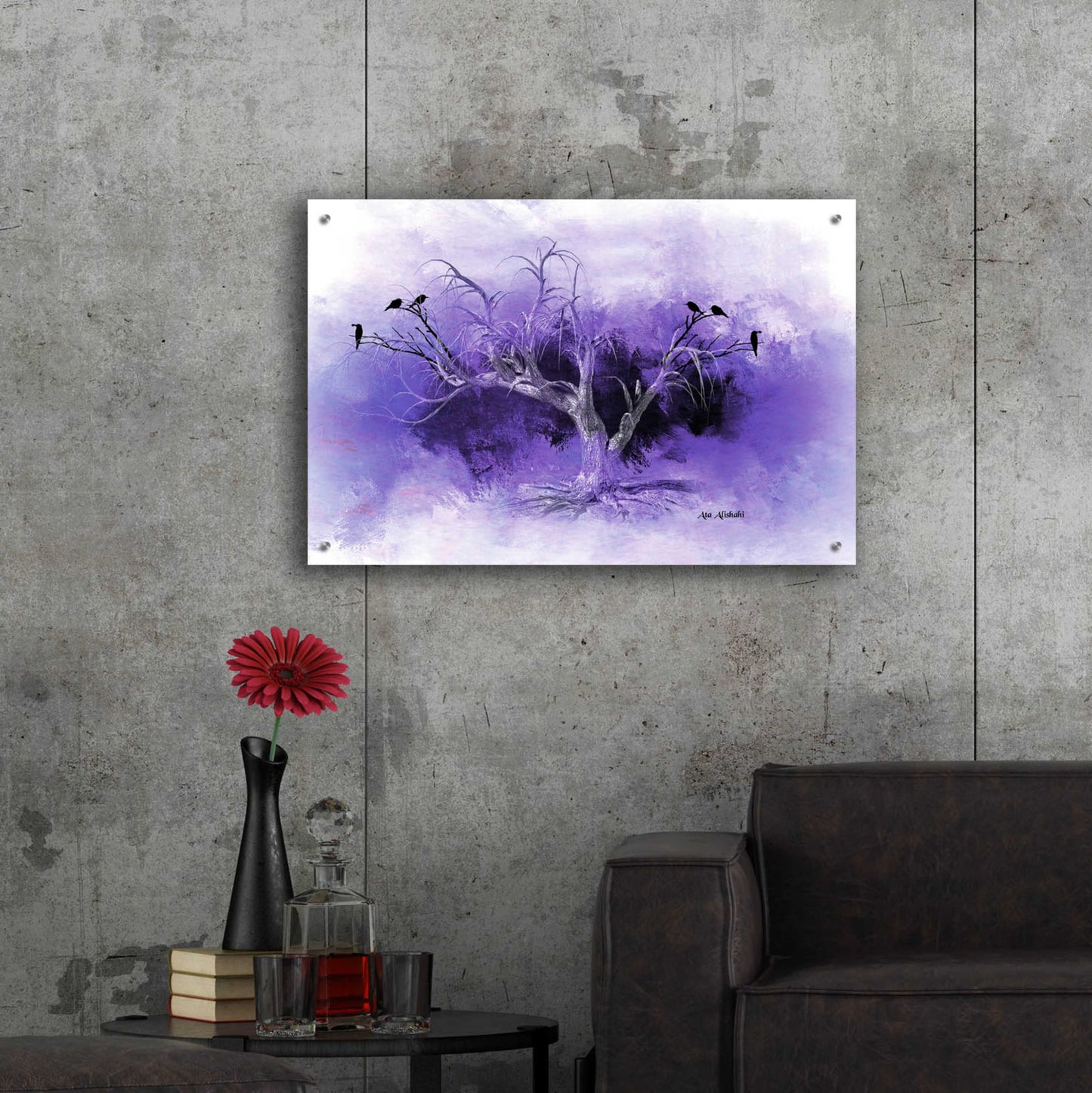 Epic Art 'Dead Tree And Black Birds' by Ata Alishahi, Acrylic Glass Wall Art,36x24