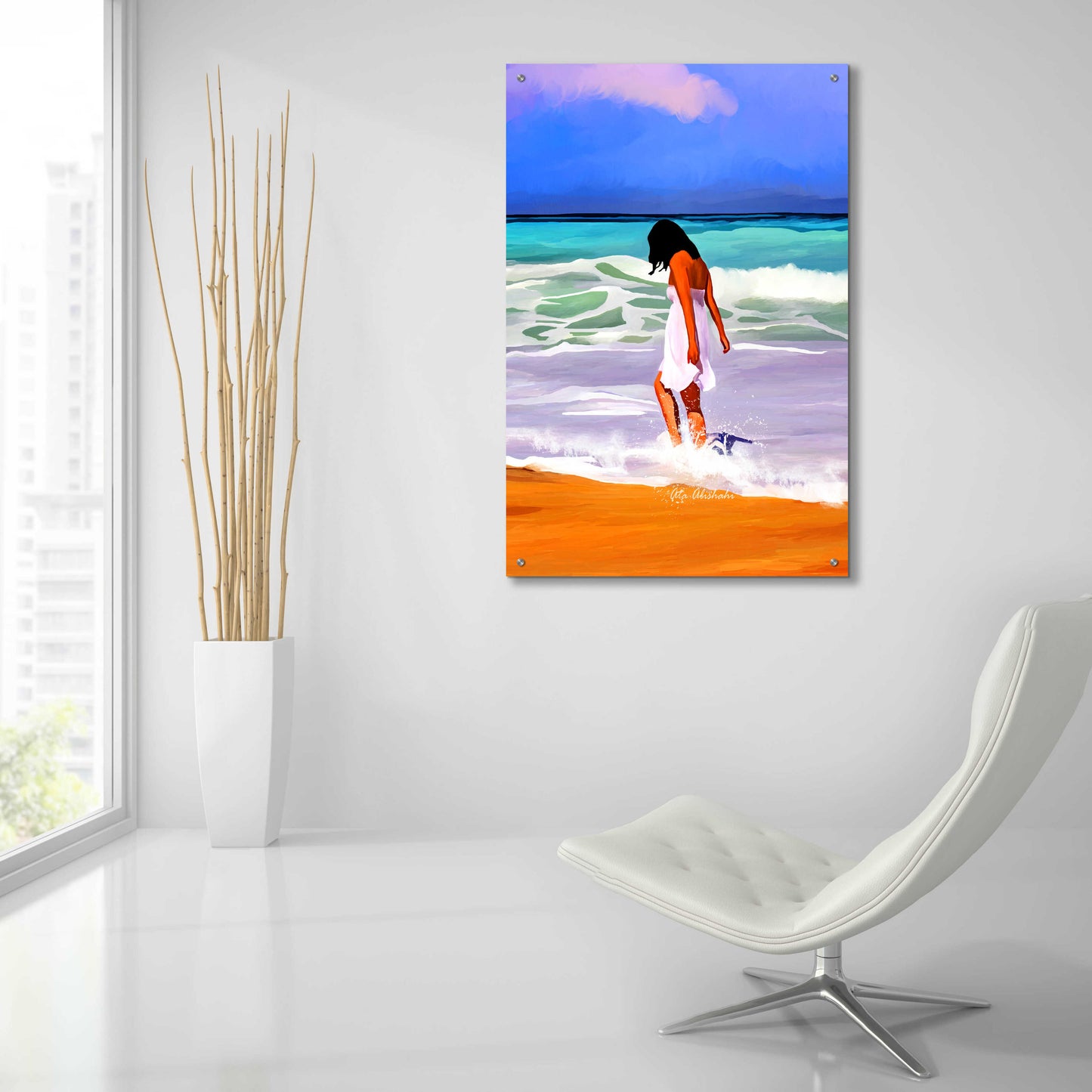 Epic Art 'Beach Day' by Ata Alishahi, Acrylic Glass Wall Art,24x36