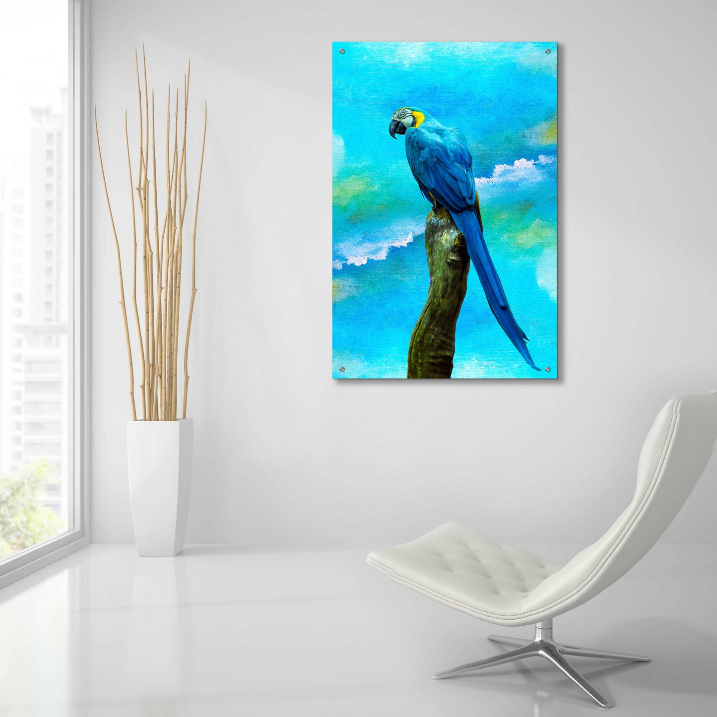 Epic Art 'Blue Parrot' by Ata Alishahi, Acrylic Glass Wall Art,24x36