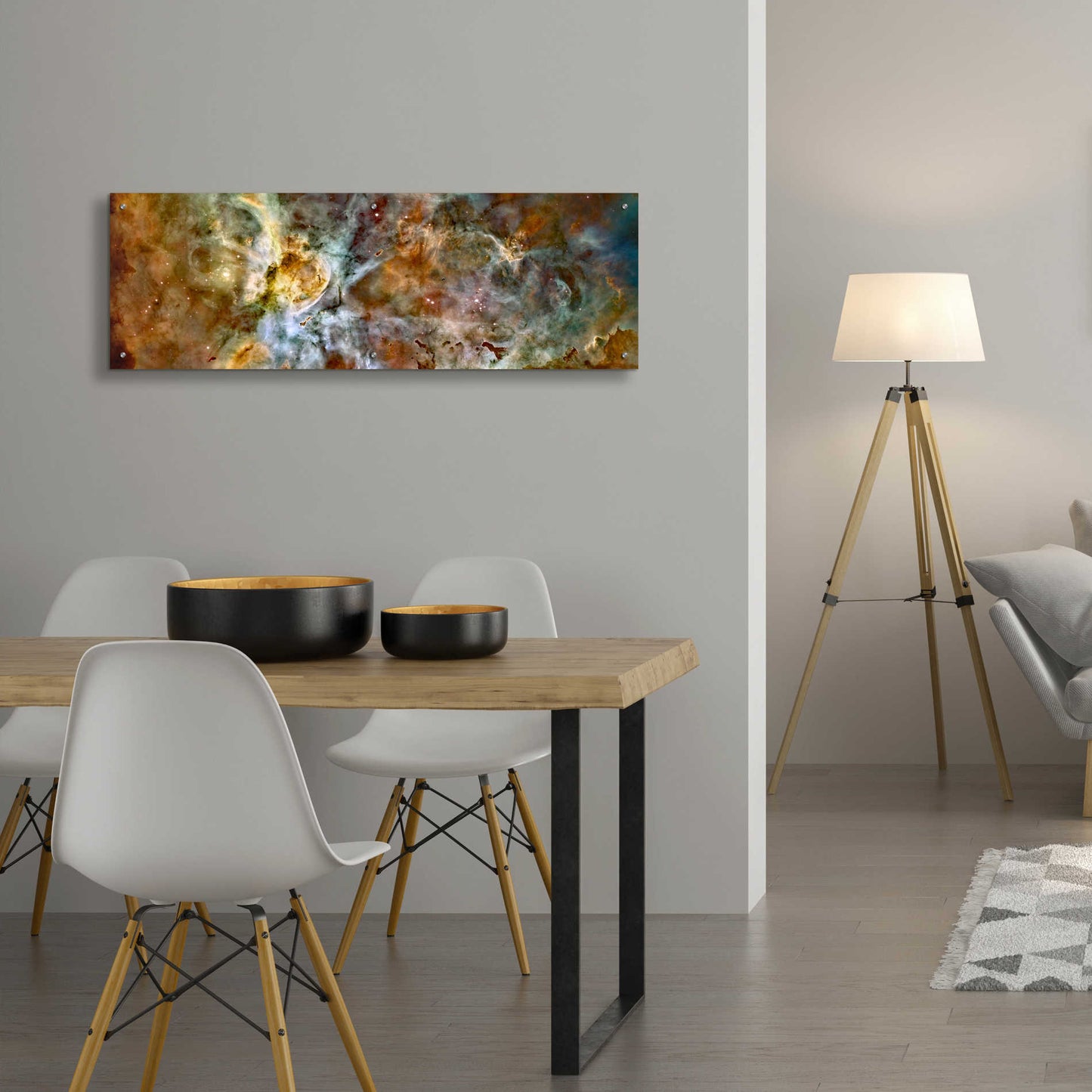 'Carina Nebula' Hubble Space Telescope, Acrylic Glass Wall Art,48x16