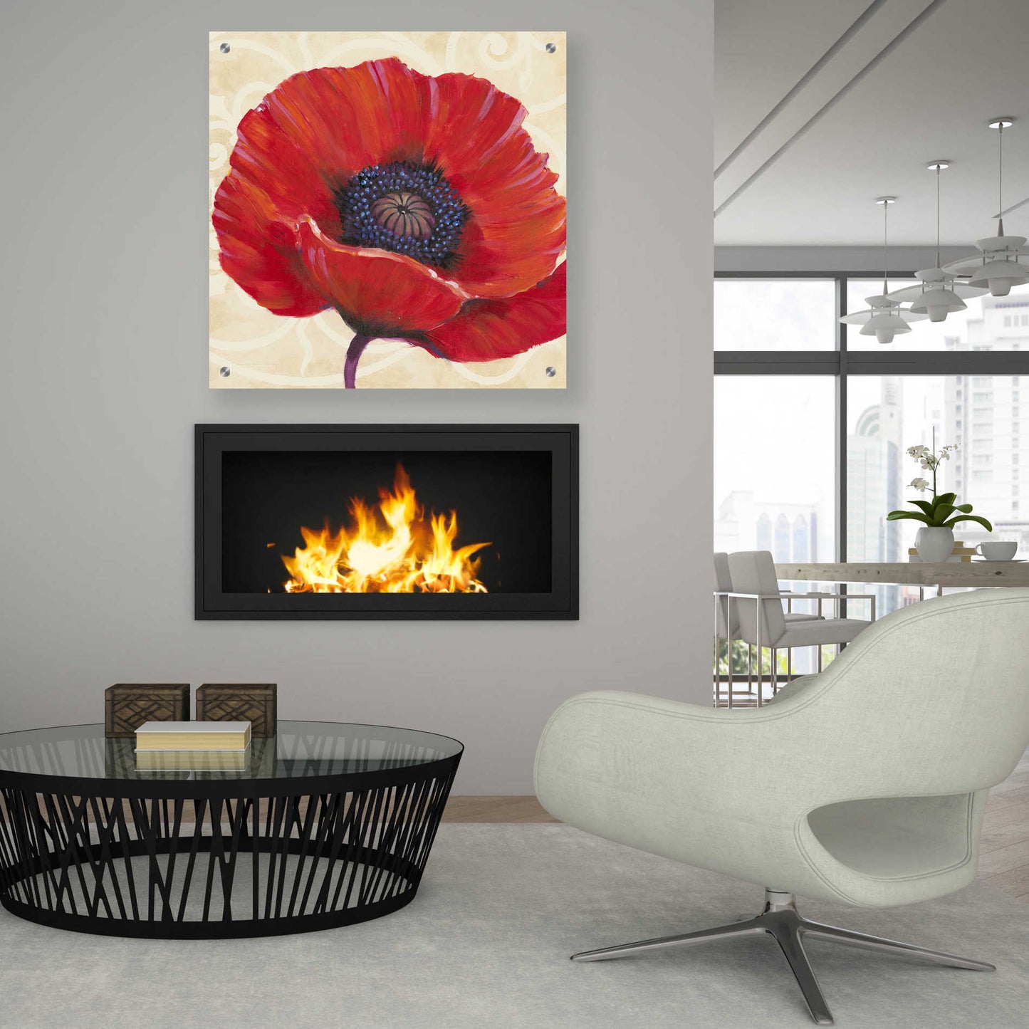 Epic Art 'Red Poppy I' by Tim O'Toole, Acrylic Glass Wall Art,36x36