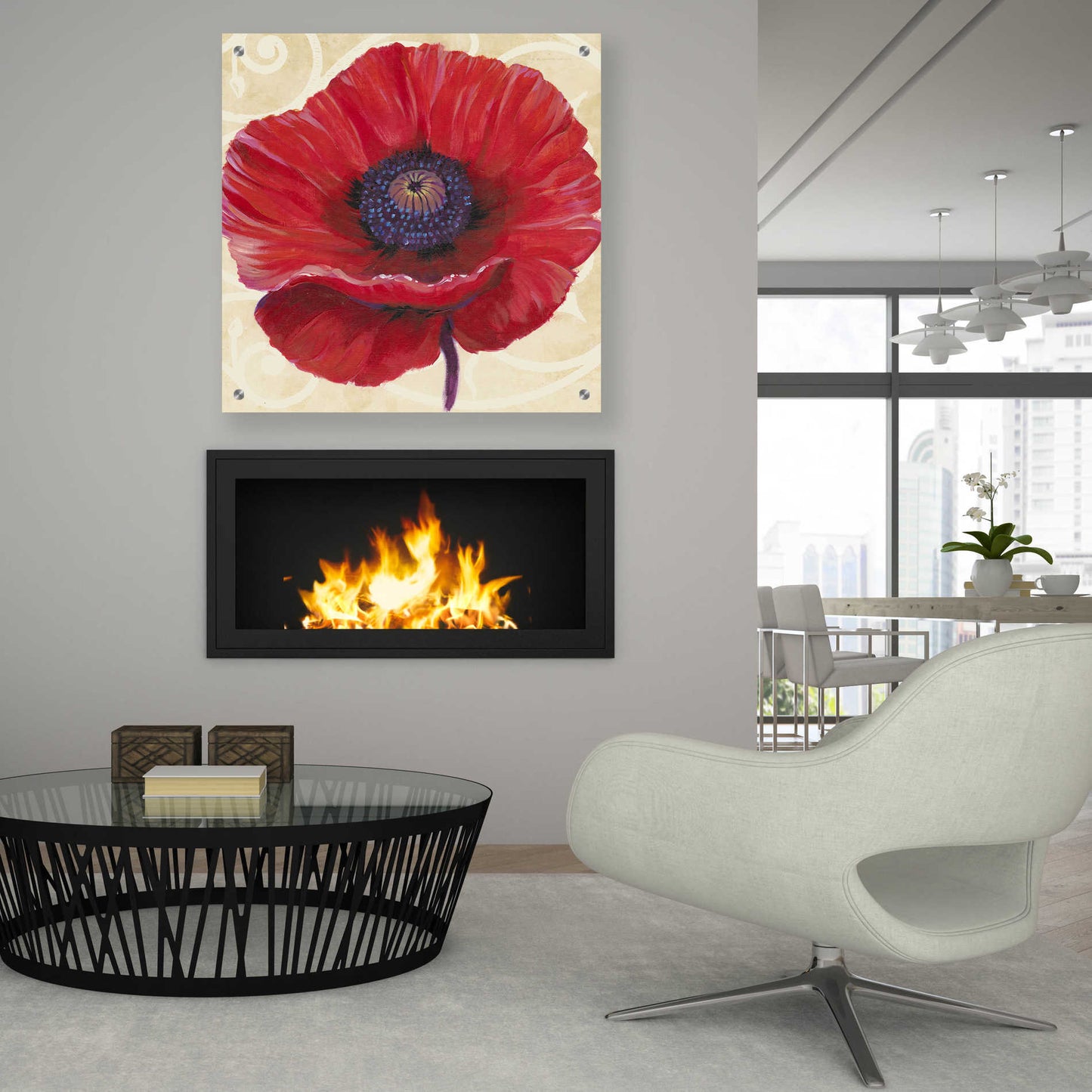 Epic Art 'Red Poppy II' by Tim O'Toole, Acrylic Glass Wall Art,36x36