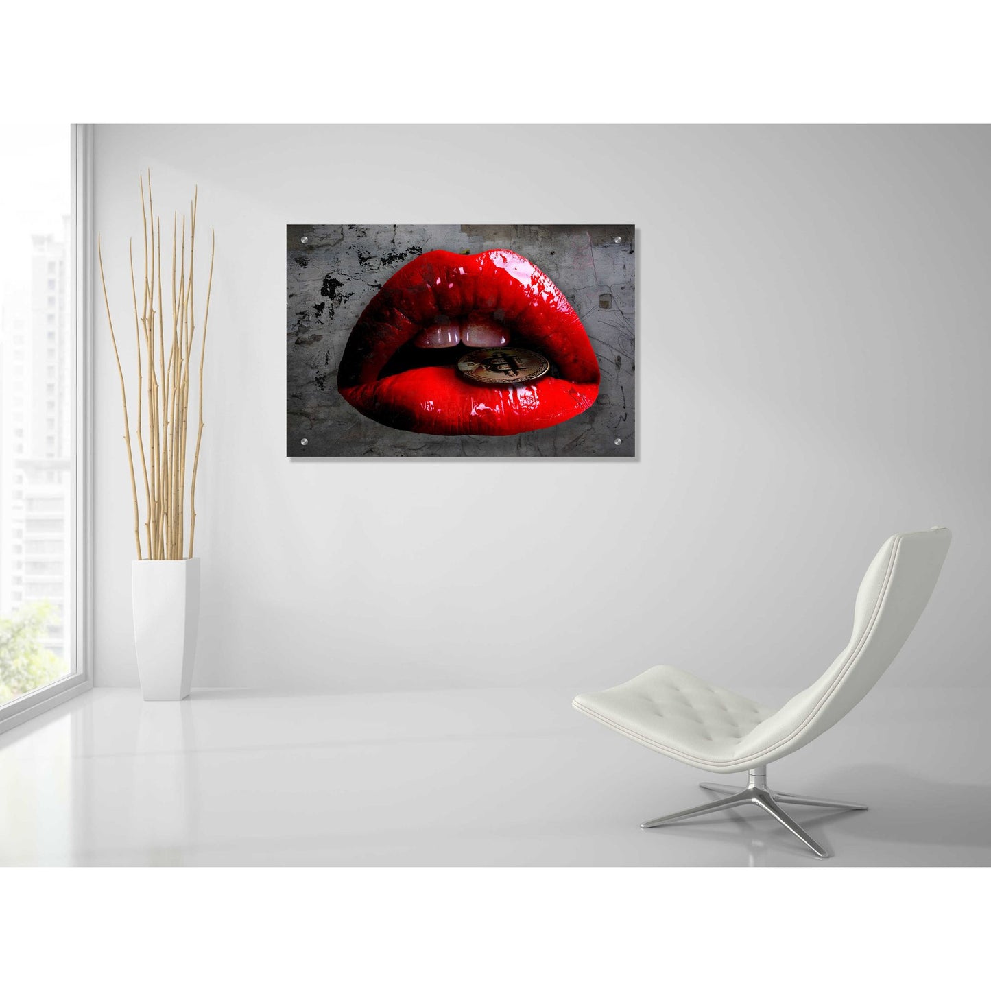 Epic Art 'Bit Me Bitcoin' by Acrylic Glass Wall Art,36x24