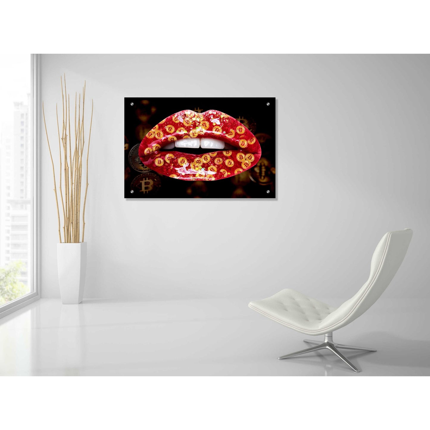 Epic Art 'Bitcoin Milkshake Ruby' by Acrylic Glass Wall Art,36x24