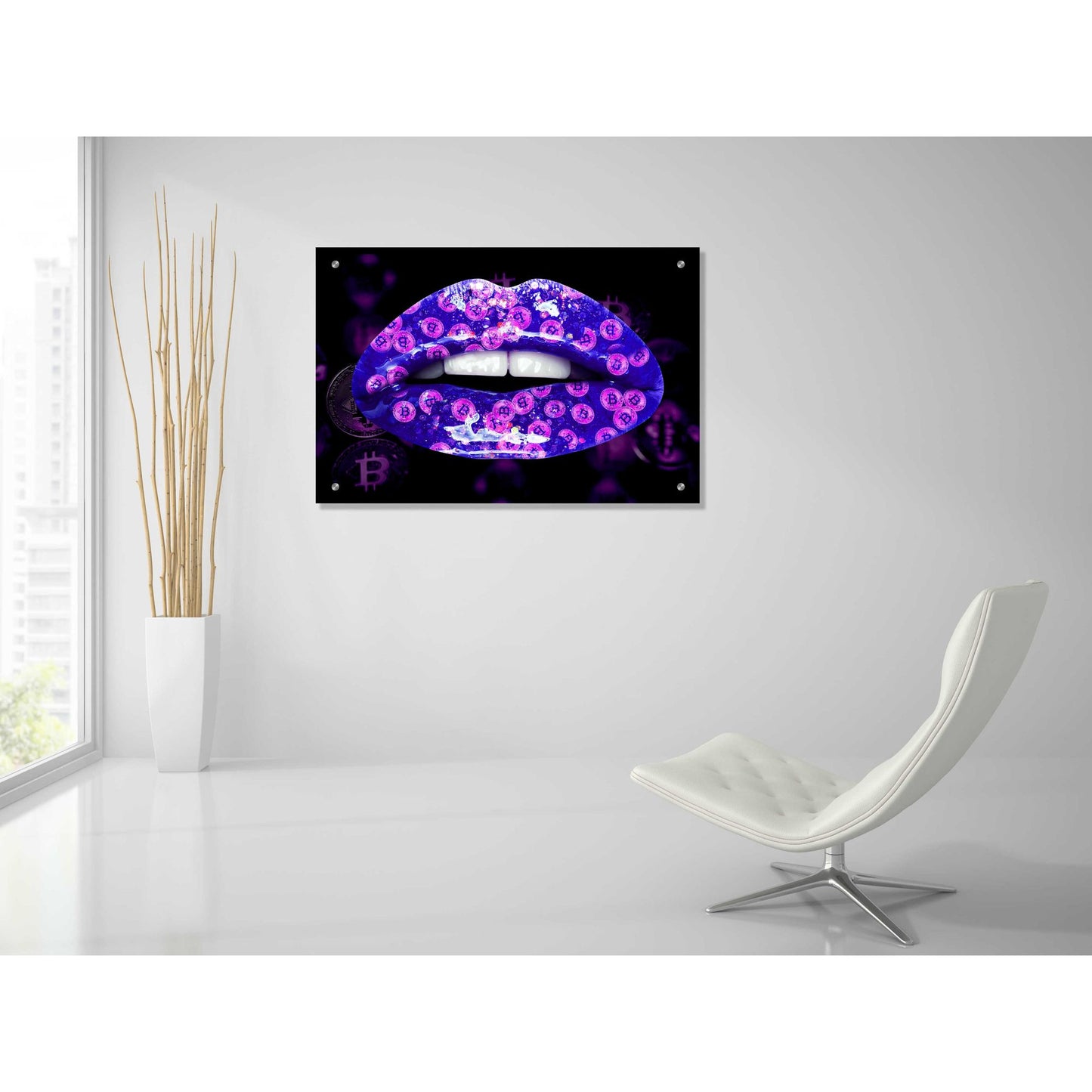 Epic Art 'Bitcoin Milkshake Violet' by Acrylic Glass Wall Art,36x24